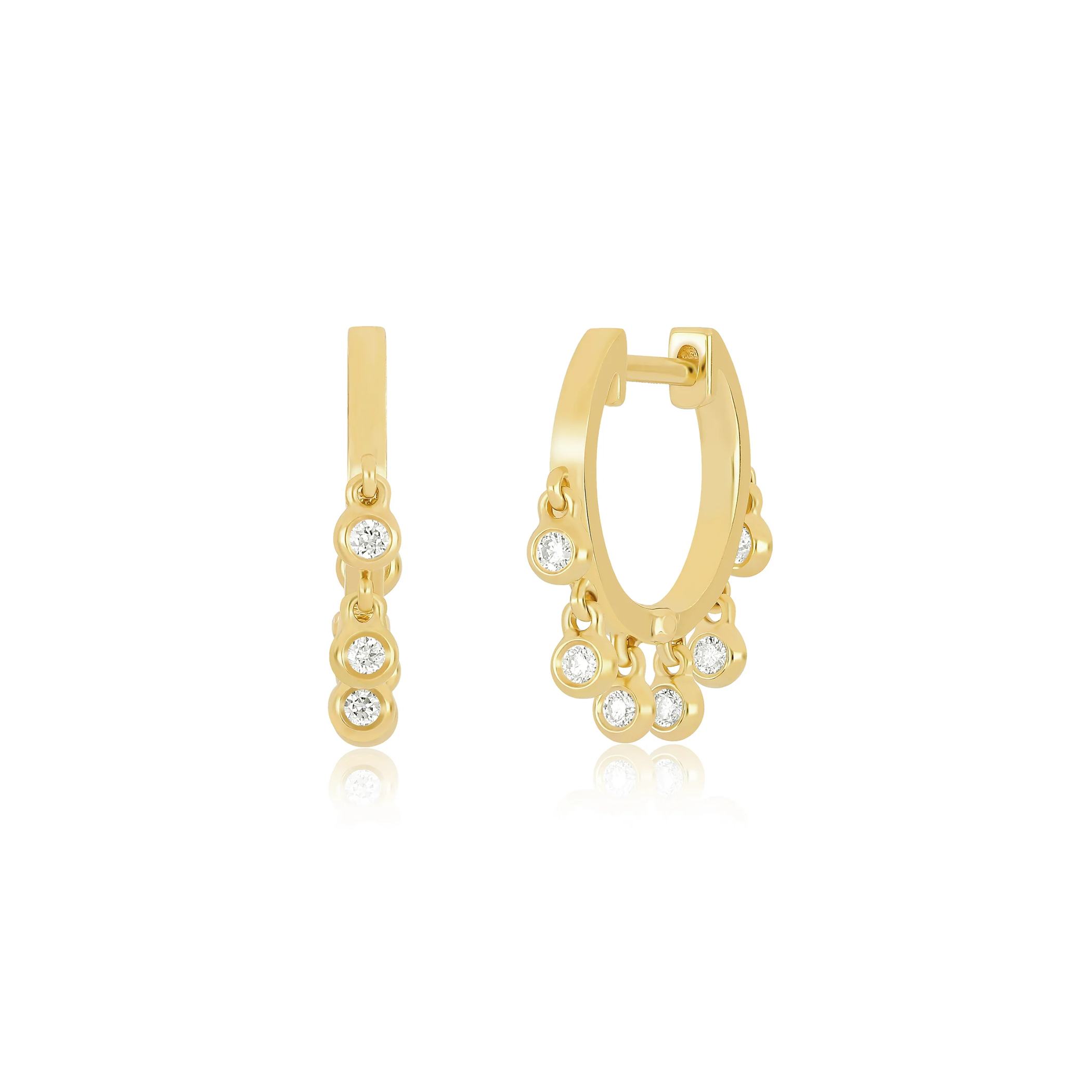 Diamond Bezel Shimmy Huggie Earring