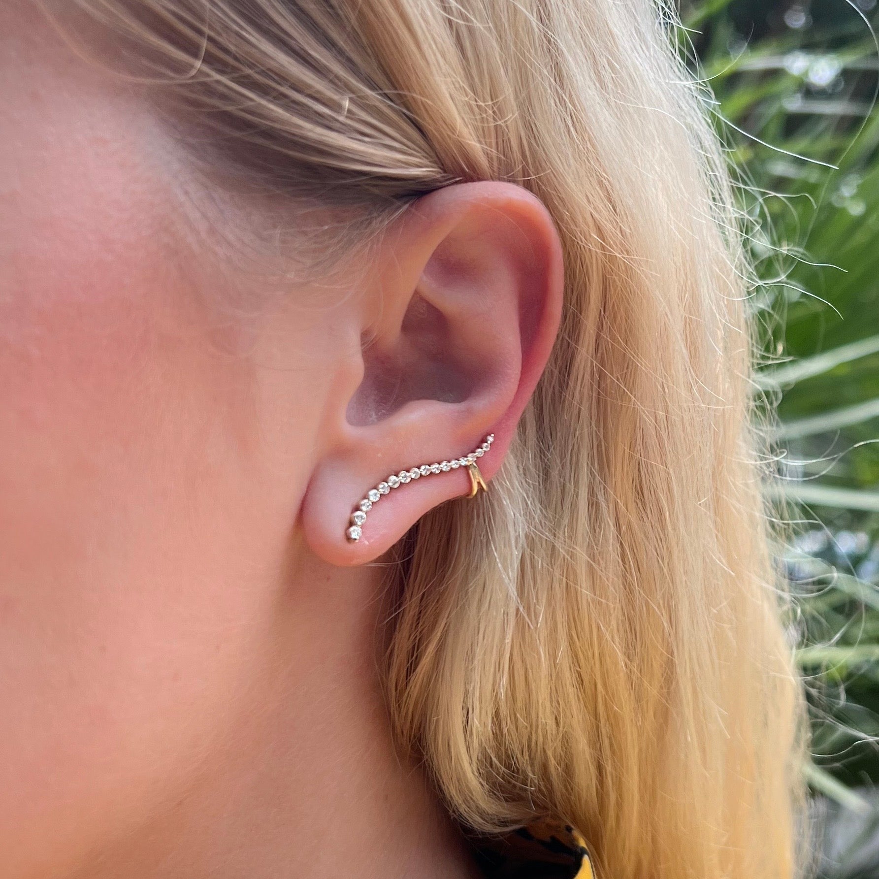 Shared Single Prong Curved Bar Earrings