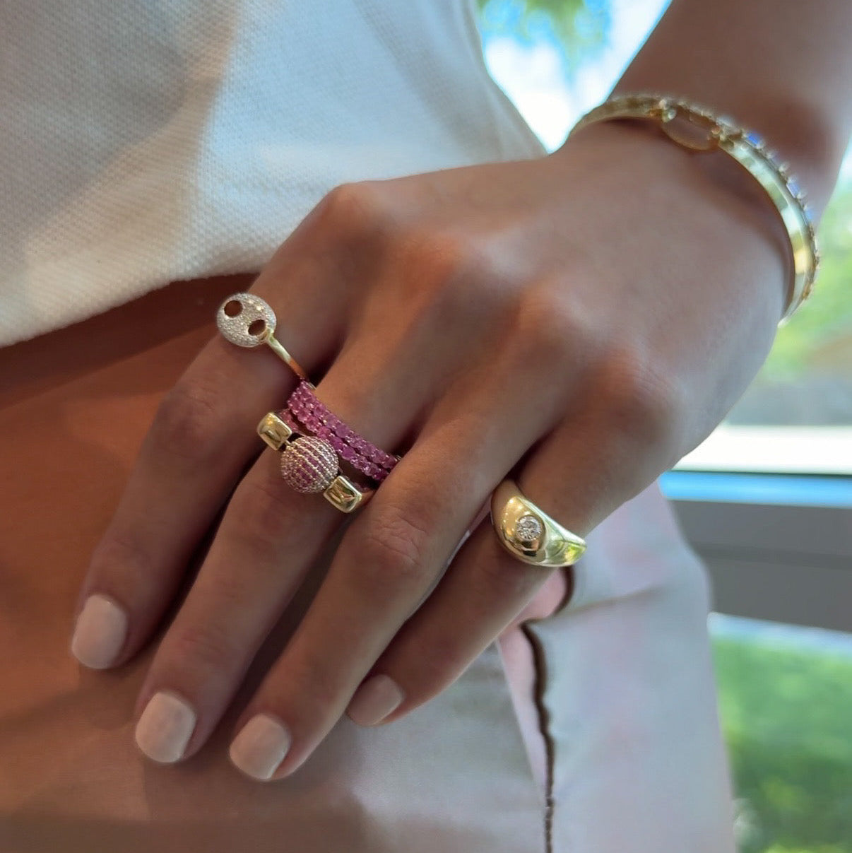Pink Sapphire Eternity Band
