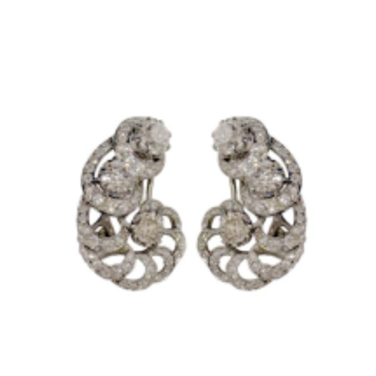 Vintage Old Mine Cut Diamond Clip-On Ear Crawlers