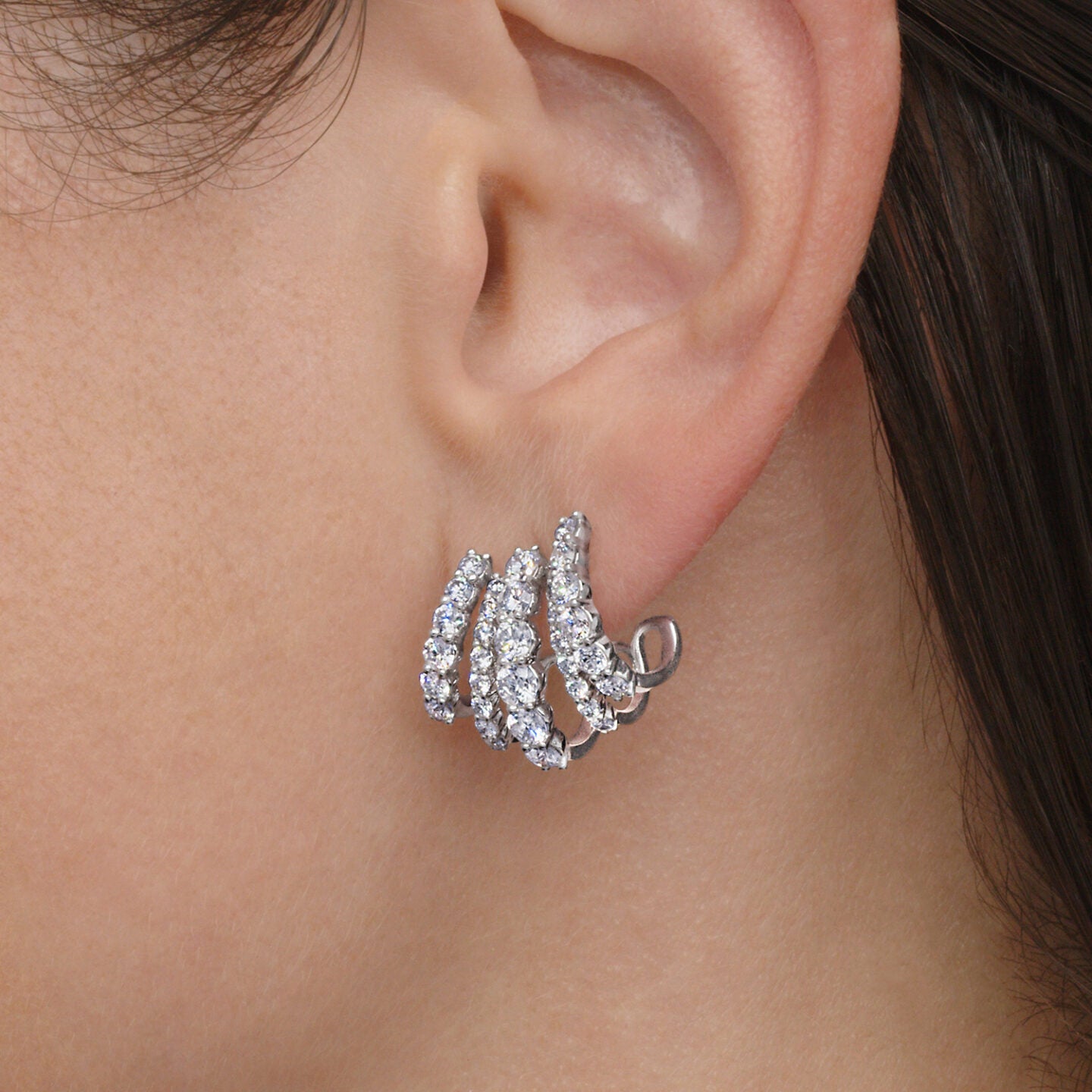 Five-Row Huggie Lyric Earrings