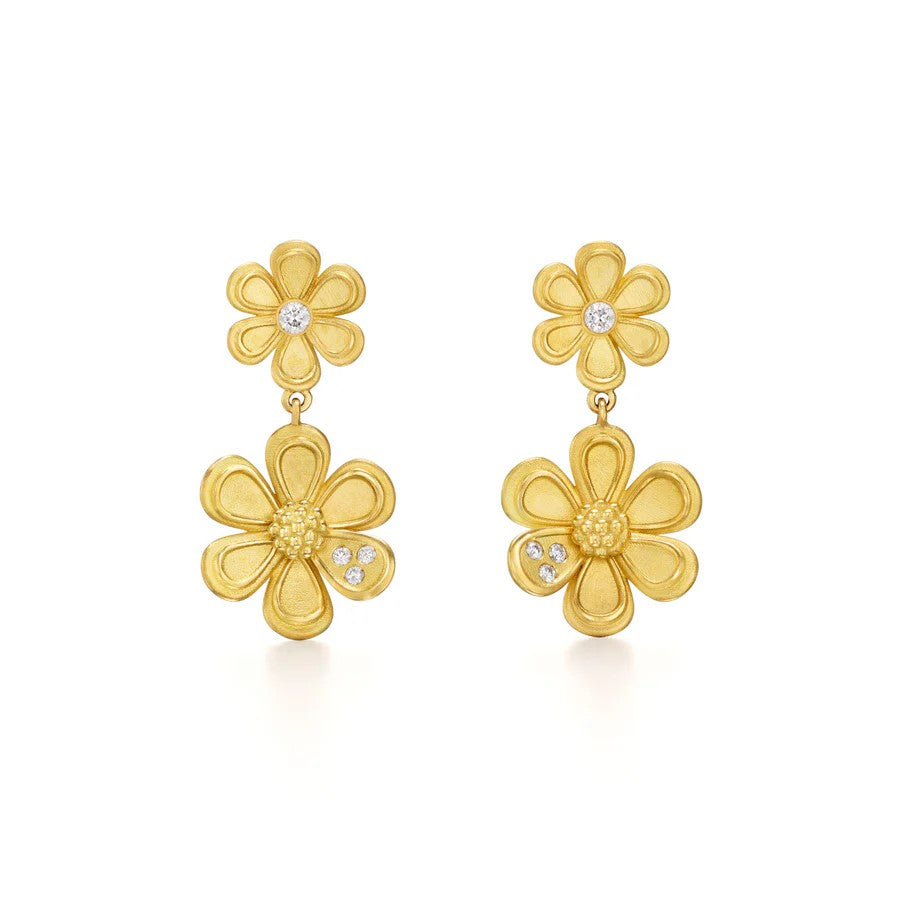 Golden Flower Drop Earrings
