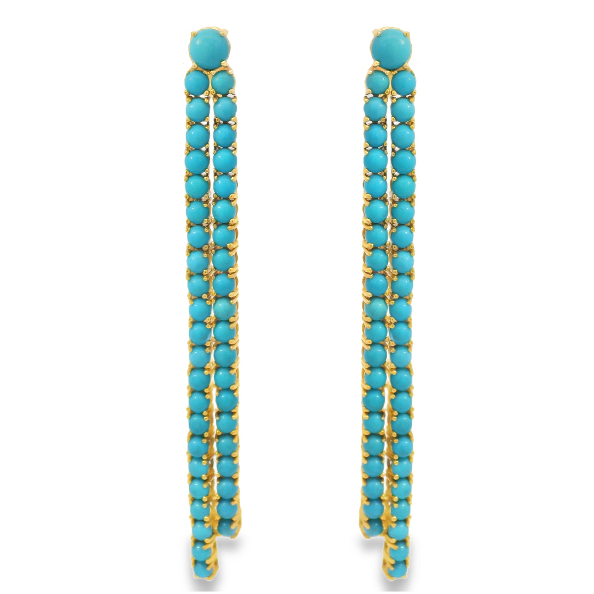 Cabochon Round Turquoise Chandelier Earrings