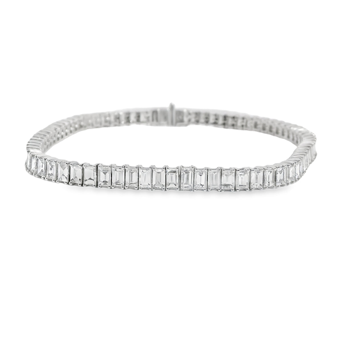 7.32ctw Emerald Cut Diamond Tennis Bracelet