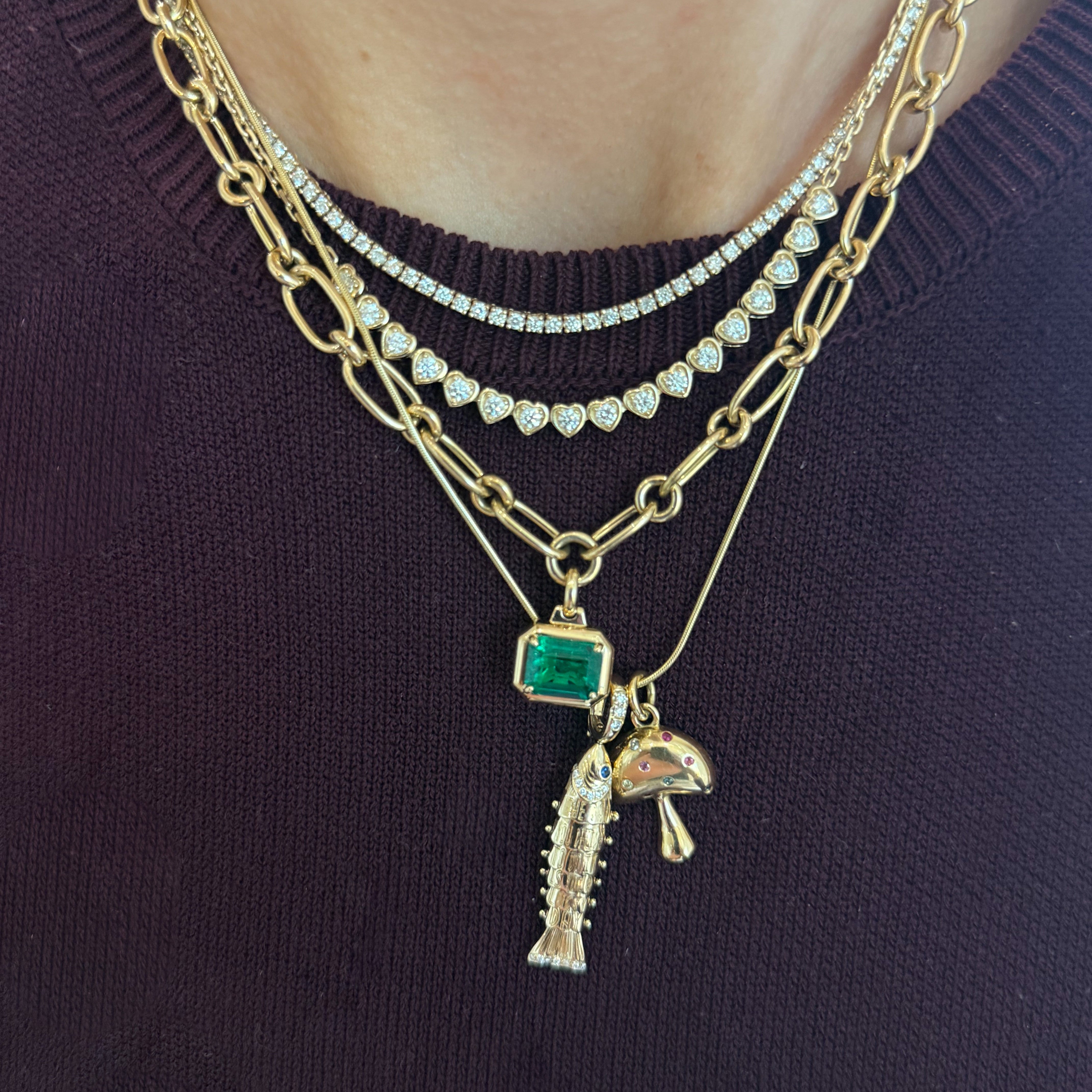 2.80ctw Halfway Round Diamond Necklace on Paperclip Chain