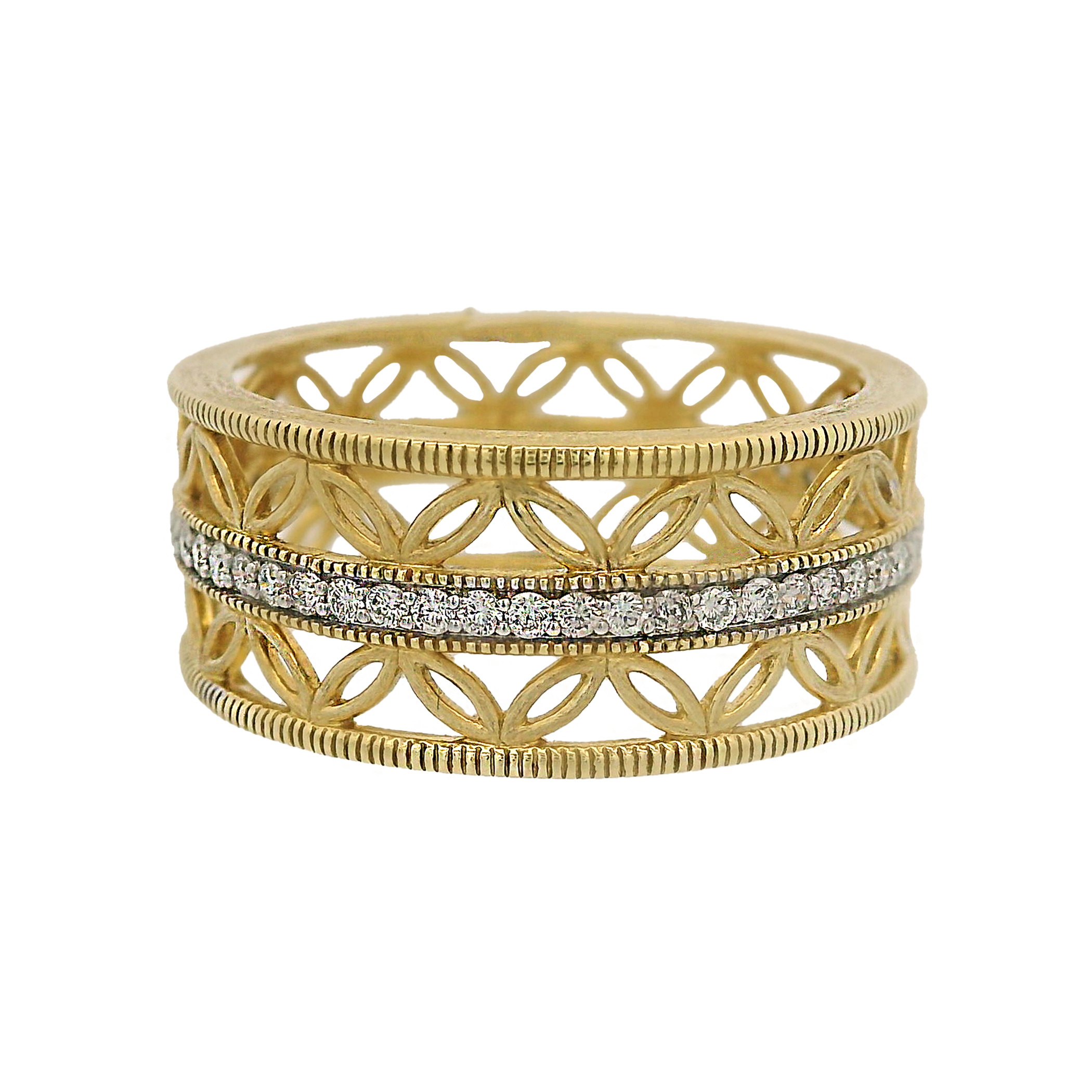 Moroccan Ring with Pavé Diamond Eternity Center