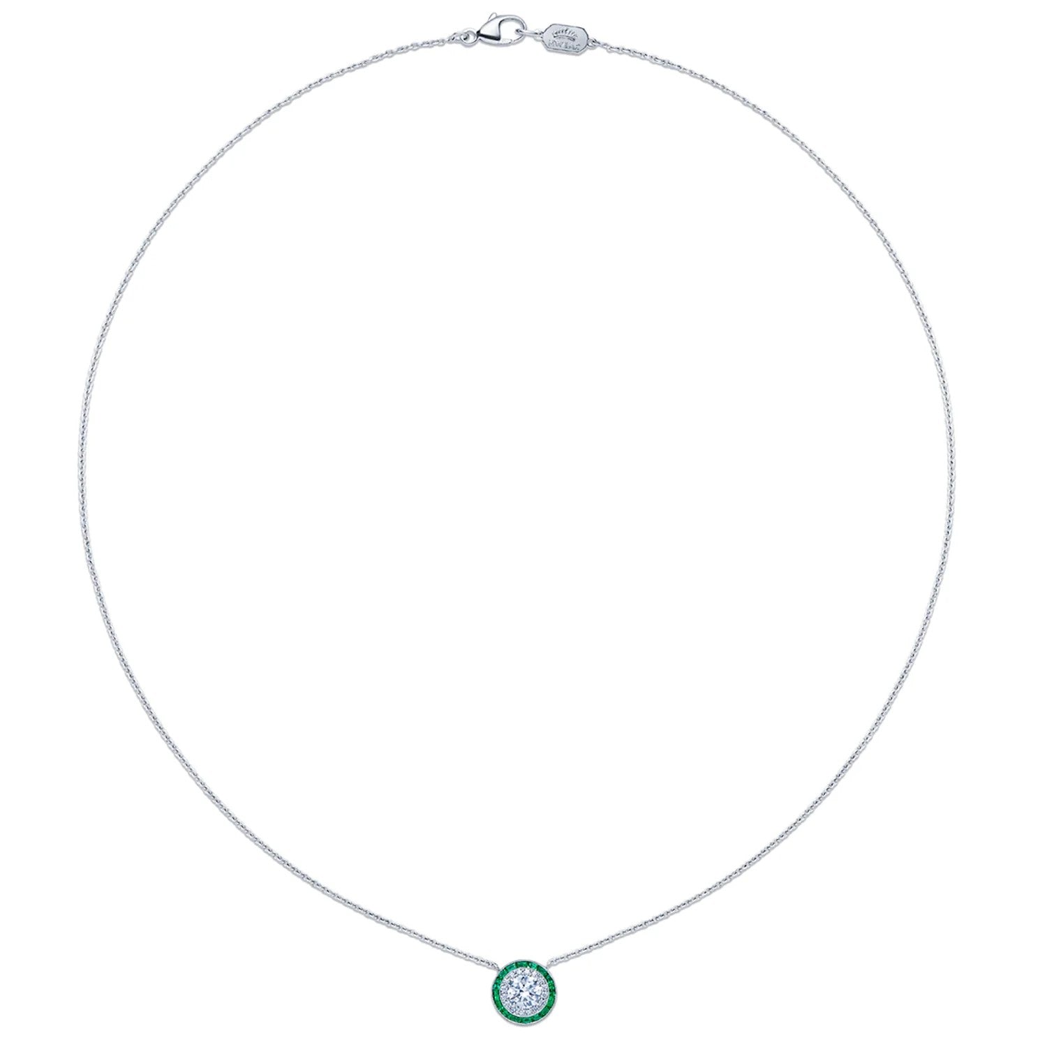 Diamond and Emerald Pendant Necklace