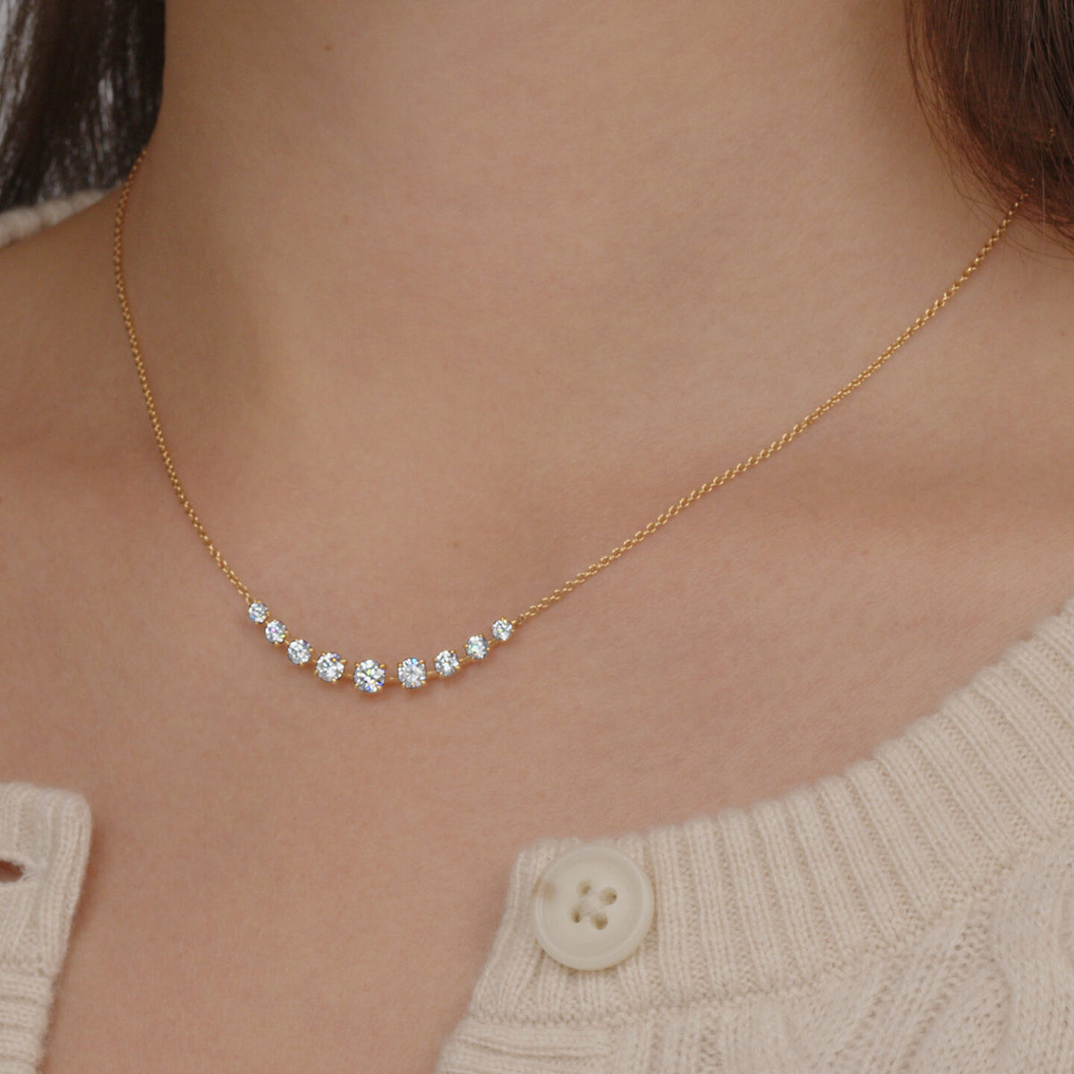 Starry Night Nine-Stone Demi Necklace with Diamonds