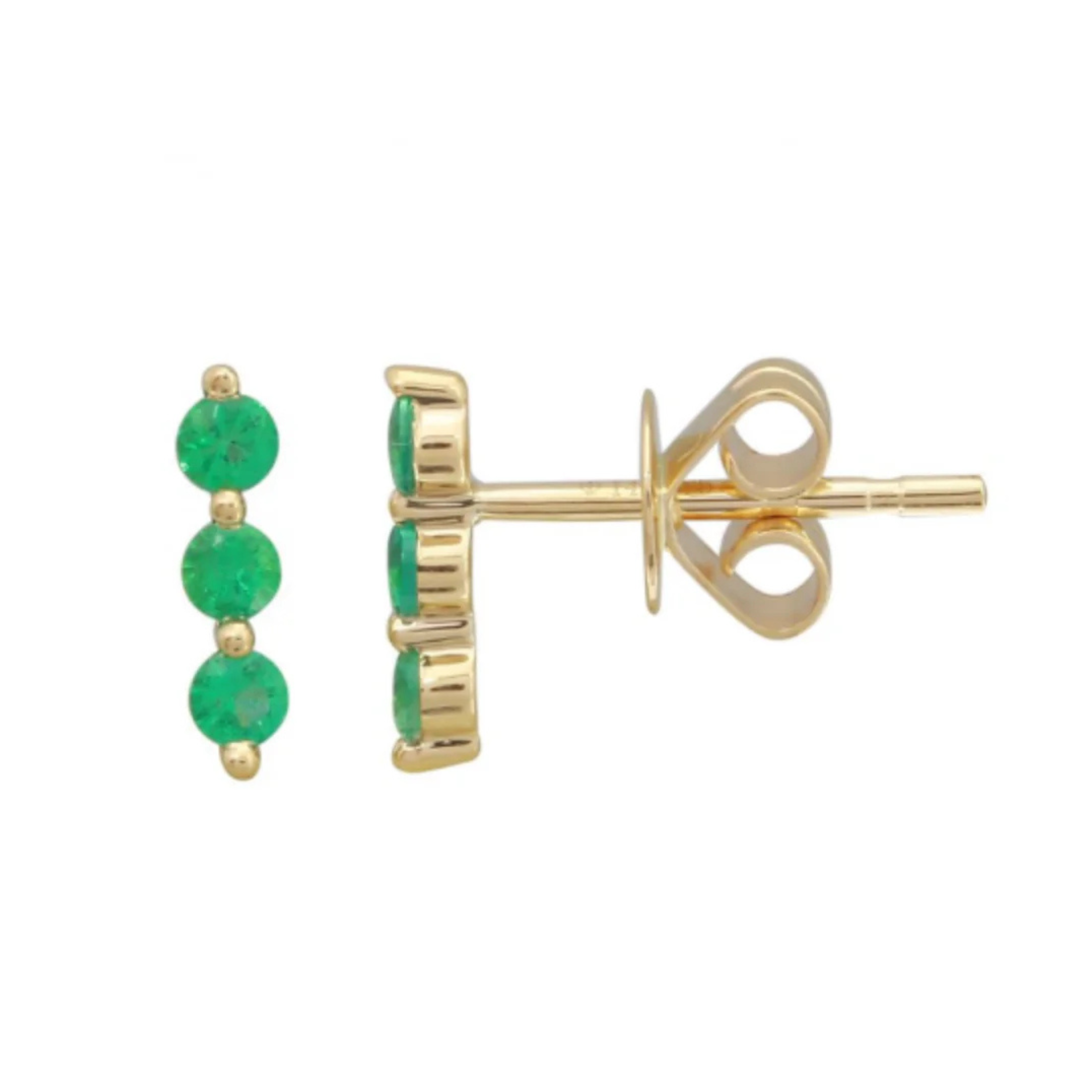 Emerald Bar Stud Earrings