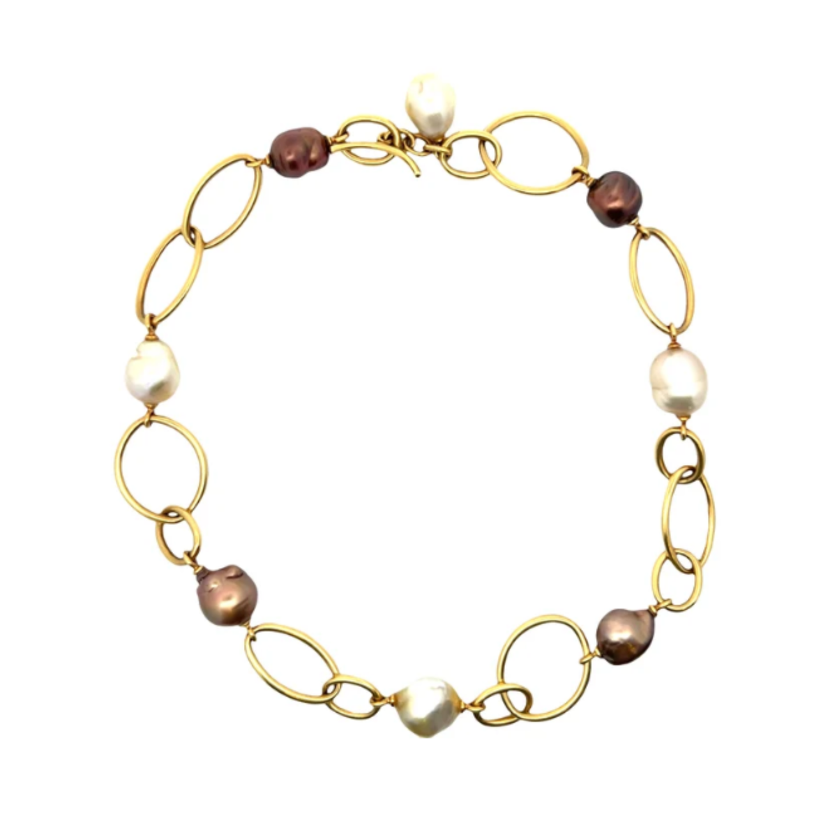 Vintage South Sea Pearl Oval Link Necklace