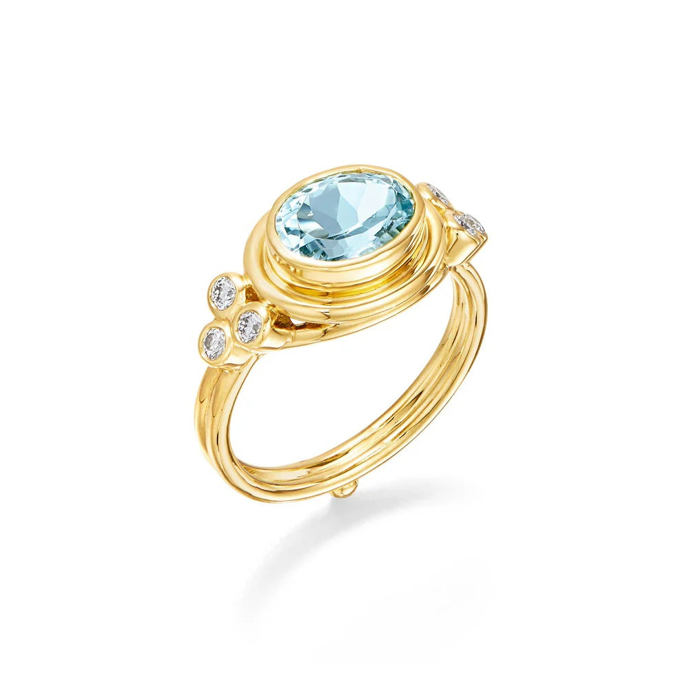 Aquamarine Classic Temple Ring