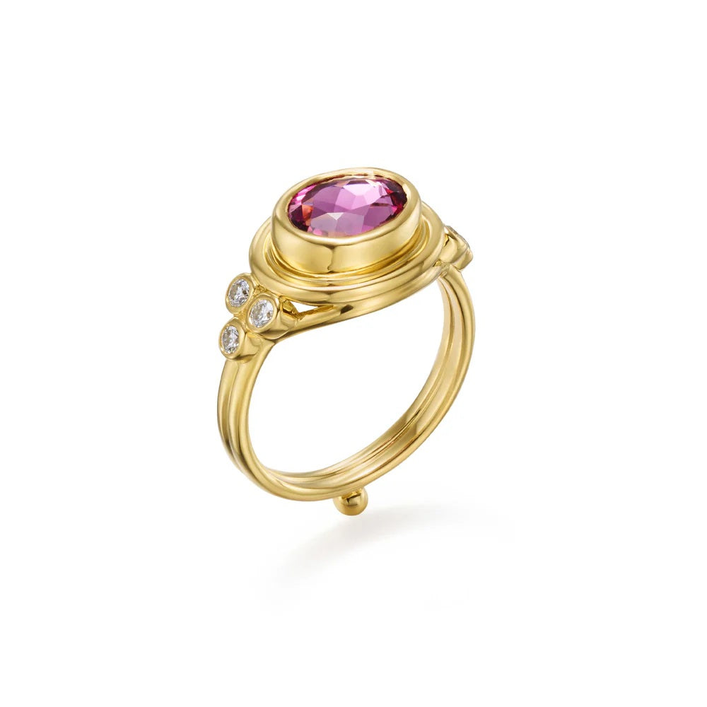 Pink Tourmaline Classic Temple Ring