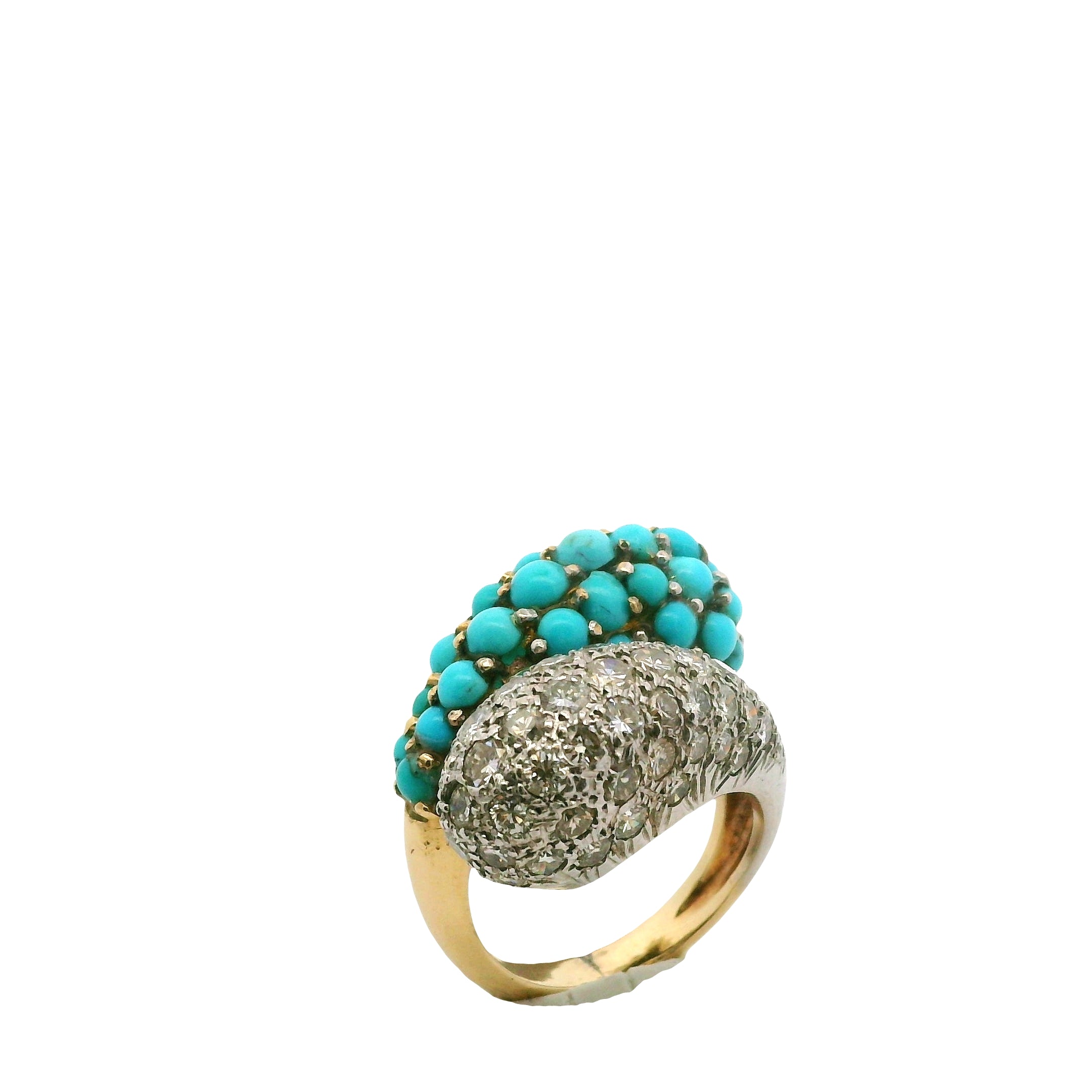 Vintage Turquoise & Diamond Toi et Moi Ring