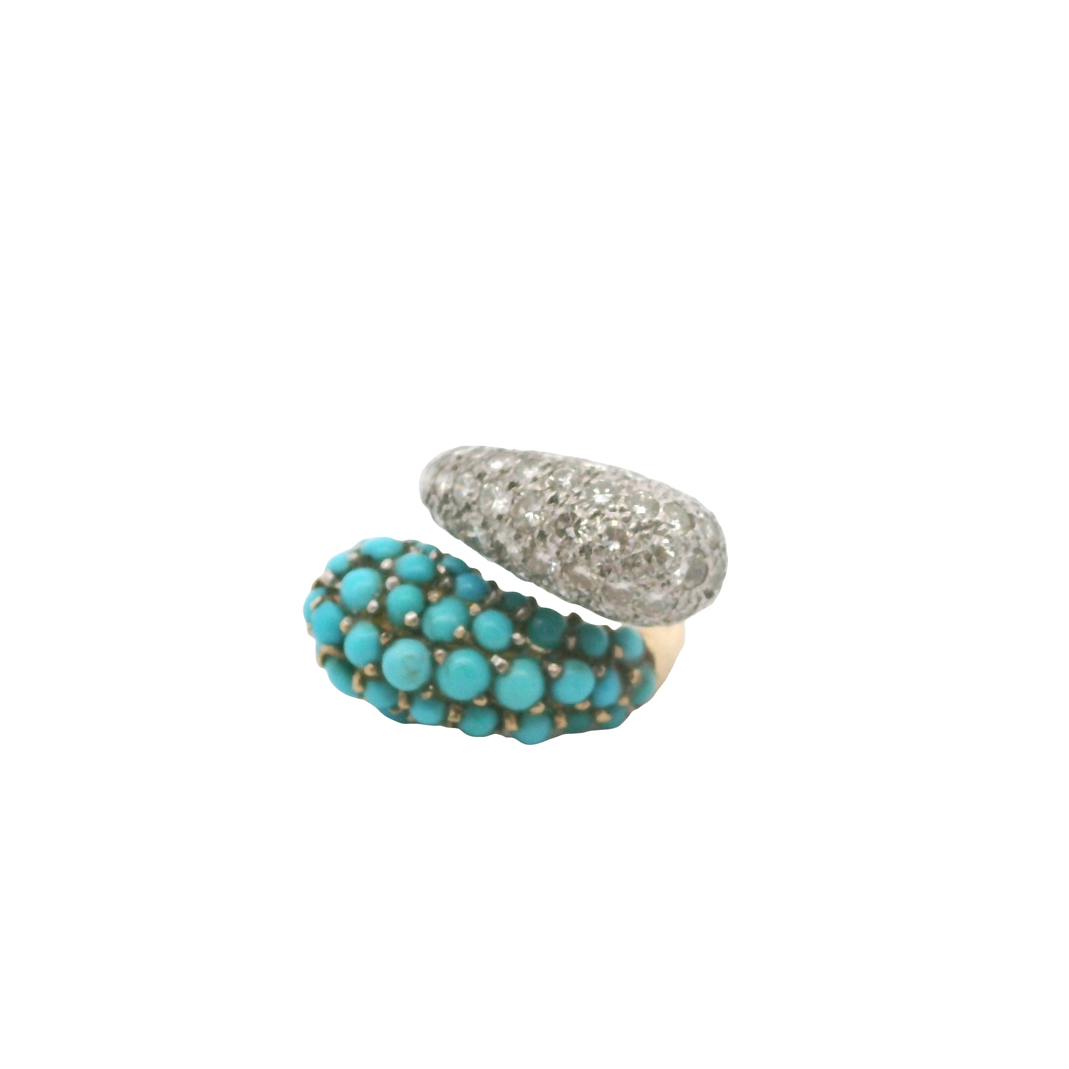 Vintage Turquoise & Diamond Toi et Moi Ring