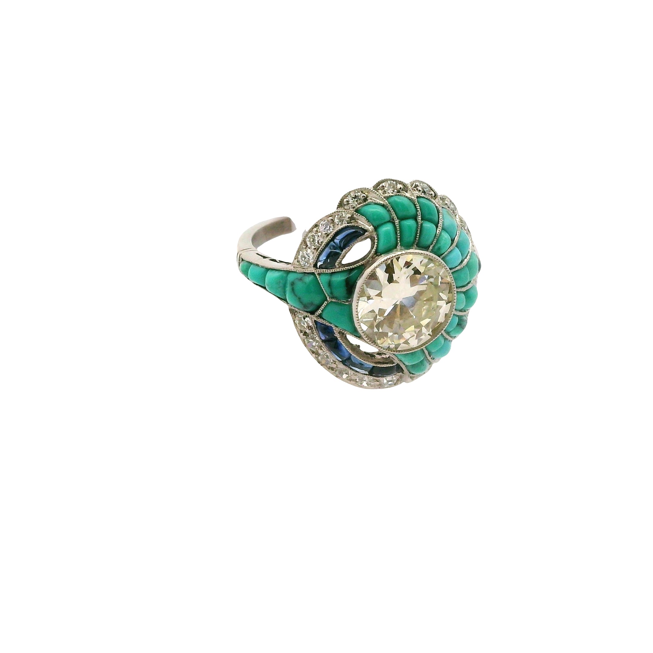 Vintage Diamond, Sapphire & Turquoise Ring