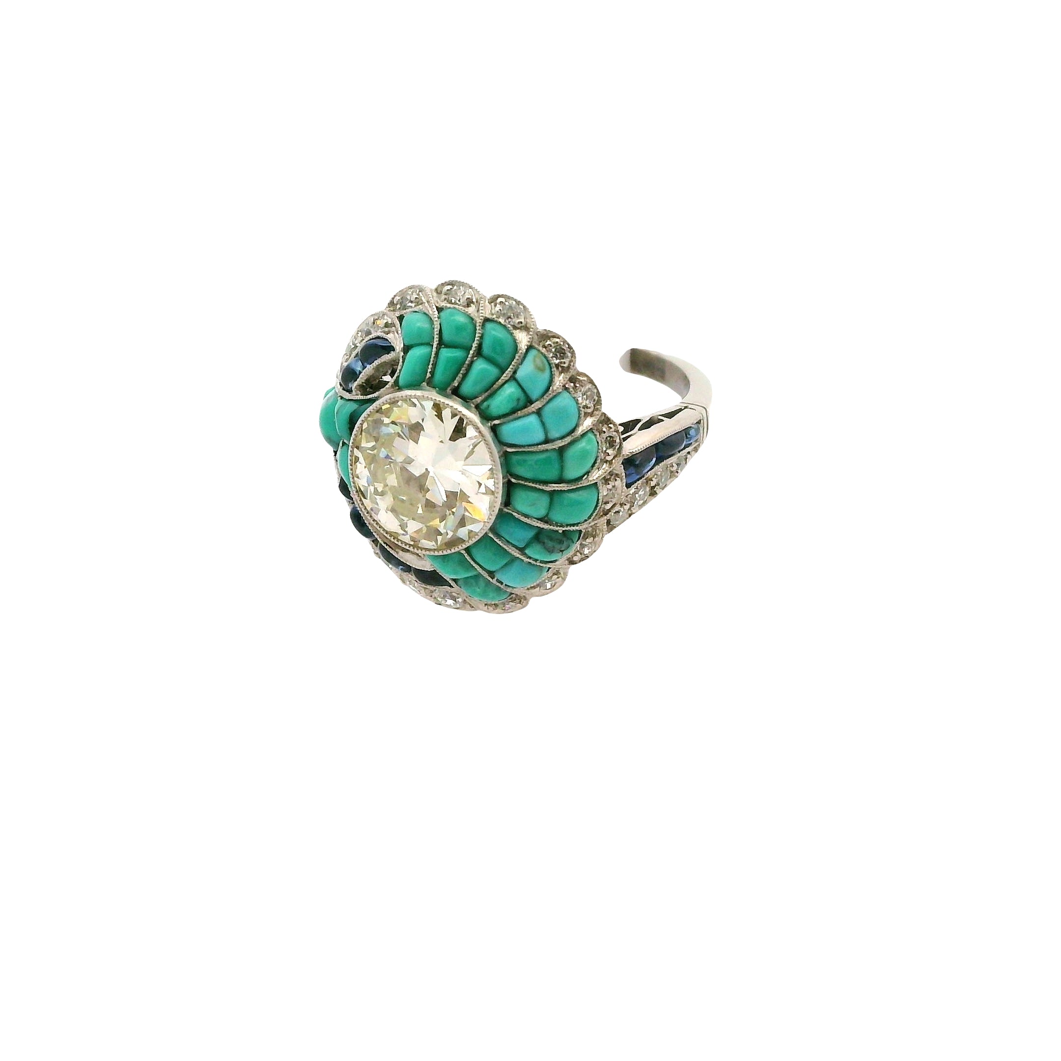 Vintage Diamond, Sapphire & Turquoise Ring