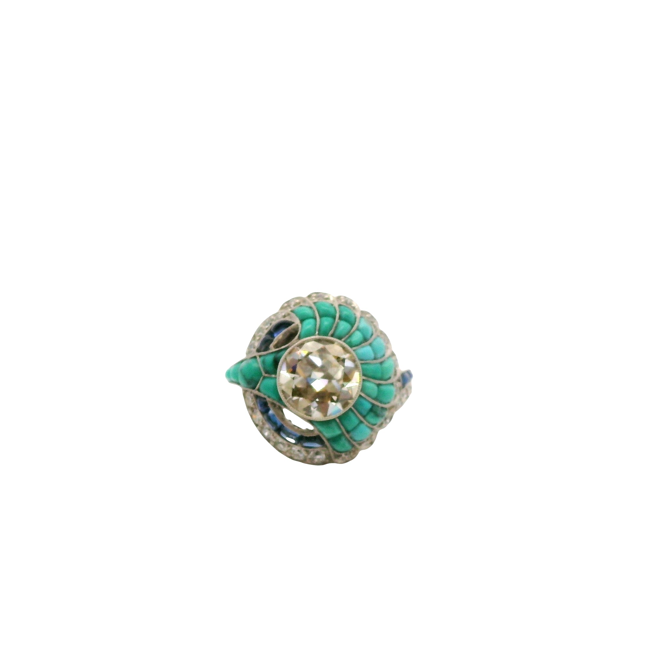 Vintage Diamond, Sapphire & Turquoise Ring