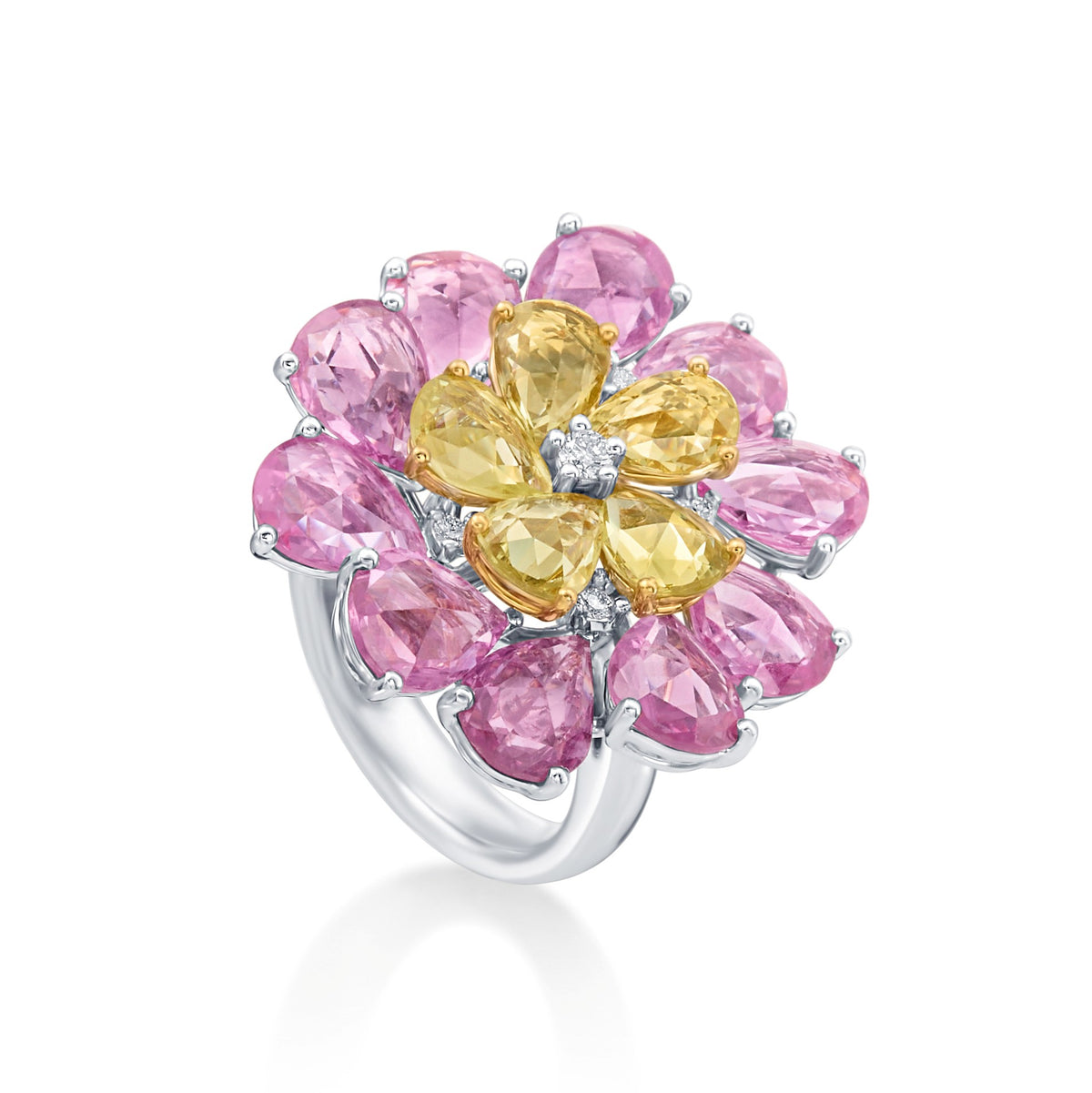 Sapphire and Diamond Flower Ring