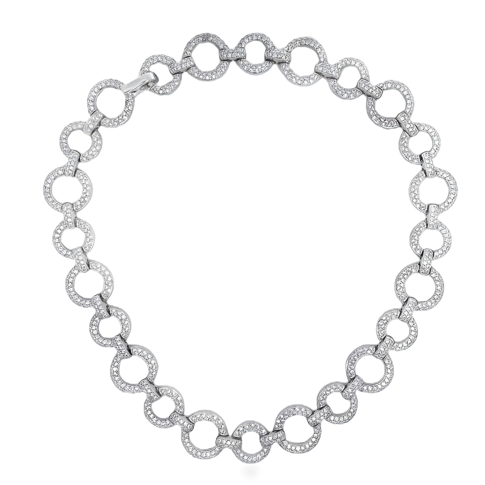 Vintage Pavé Diamond Circle Link Necklace