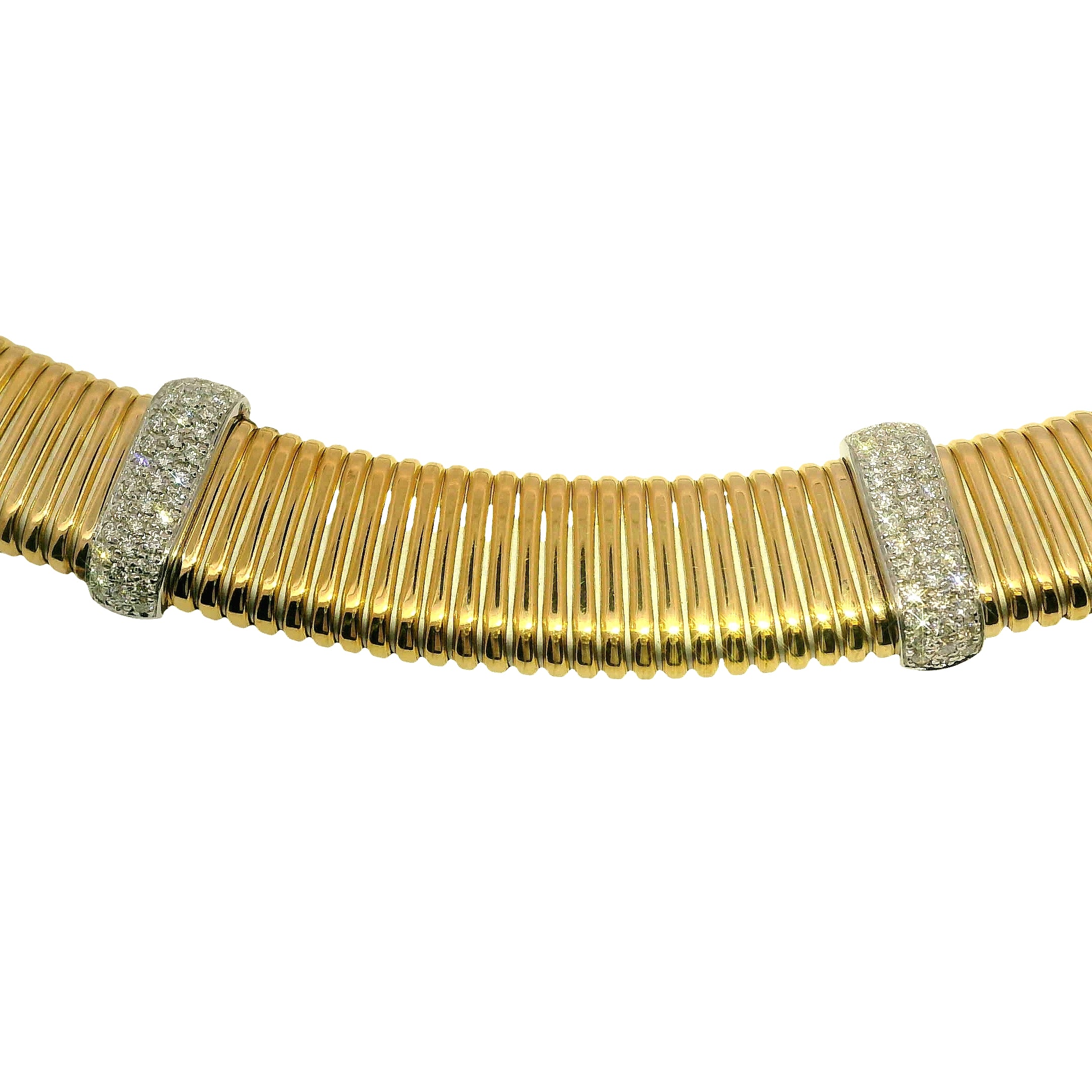 Tubogas Choker Necklace with Three Diamond Stations