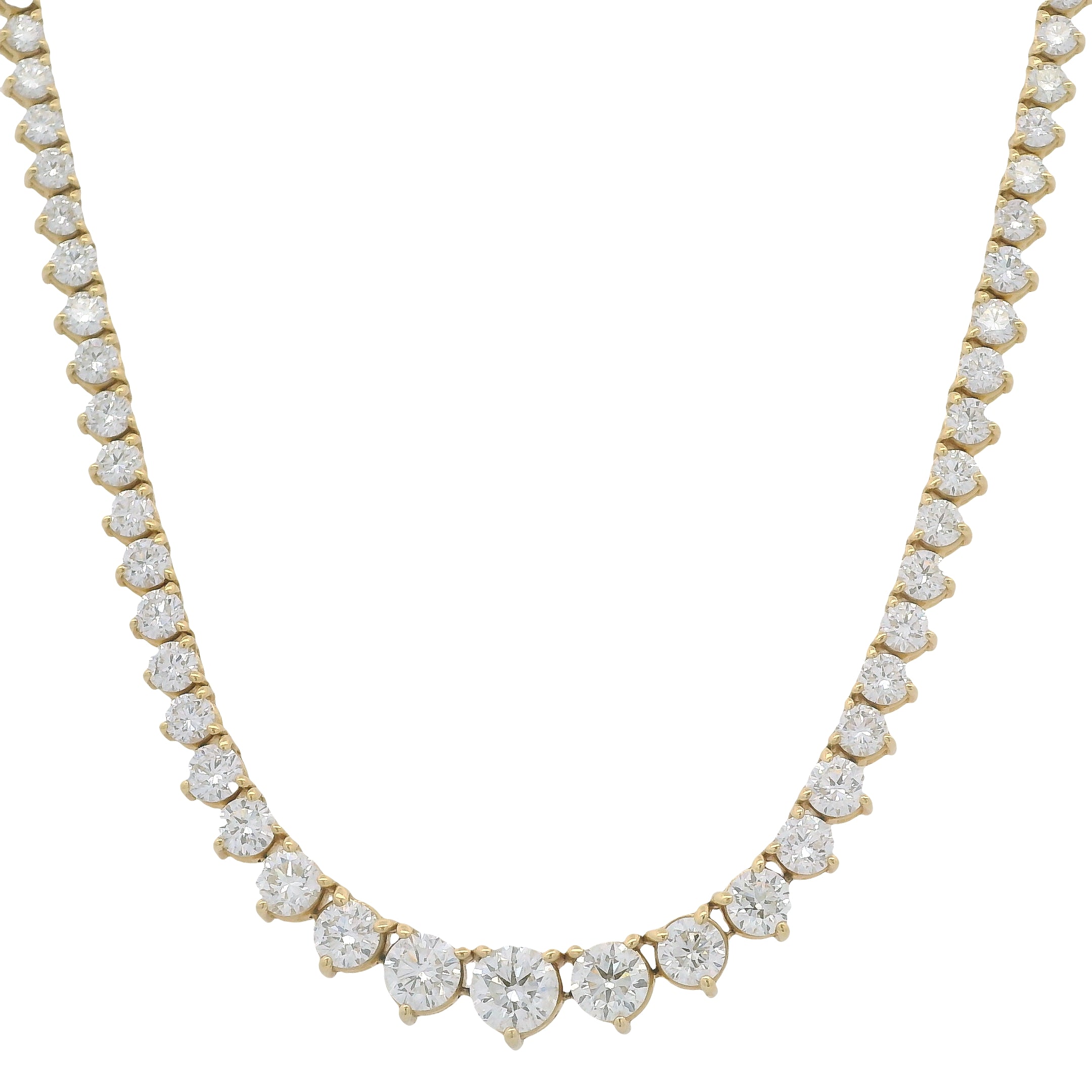 10.25CTW Three Prong Round Diamond Rivière Necklace