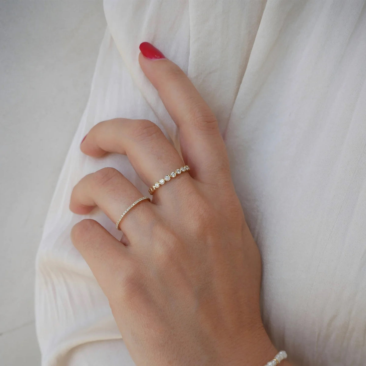 Diamond Bezel Stack Ring
