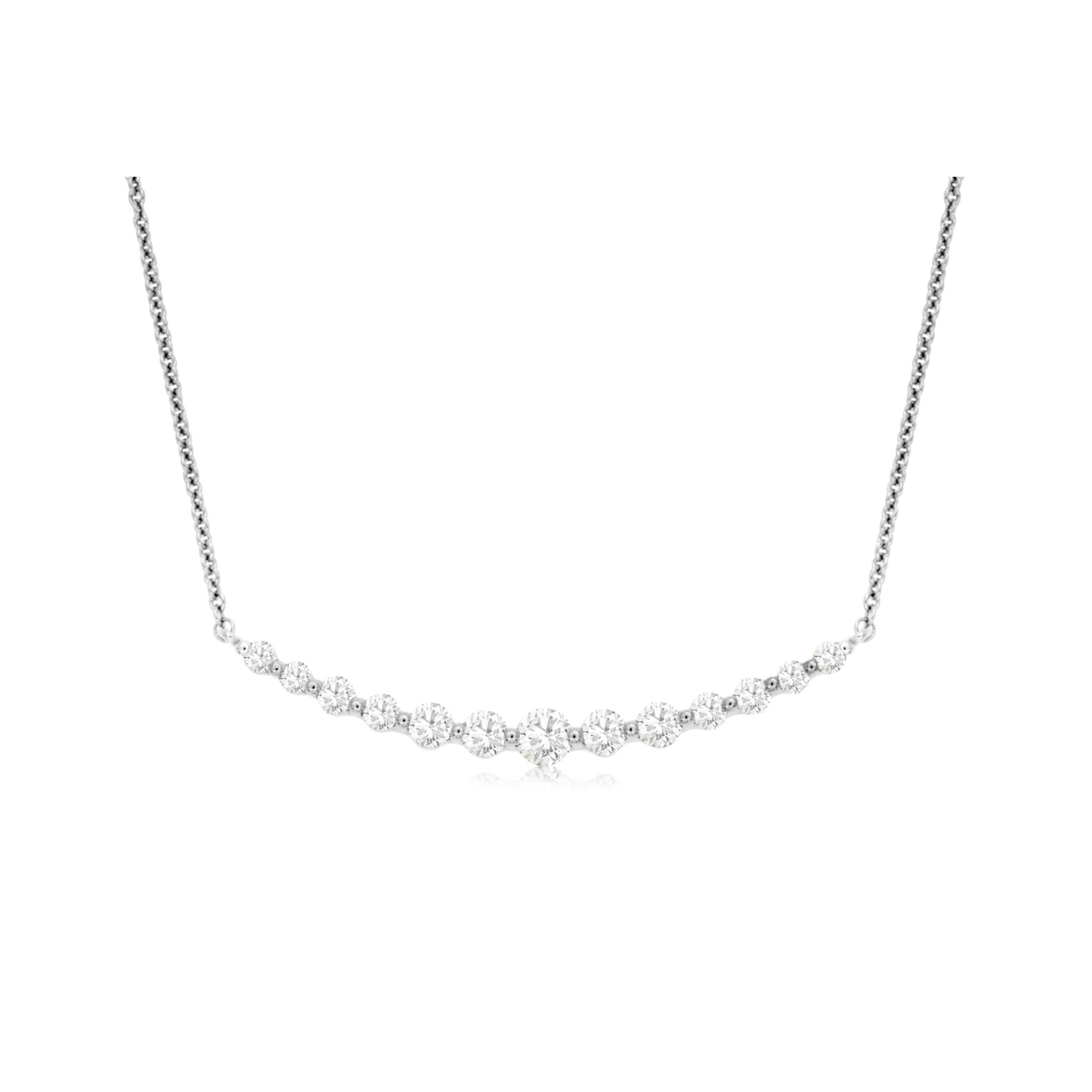apered Diamond Curved Bar Necklace