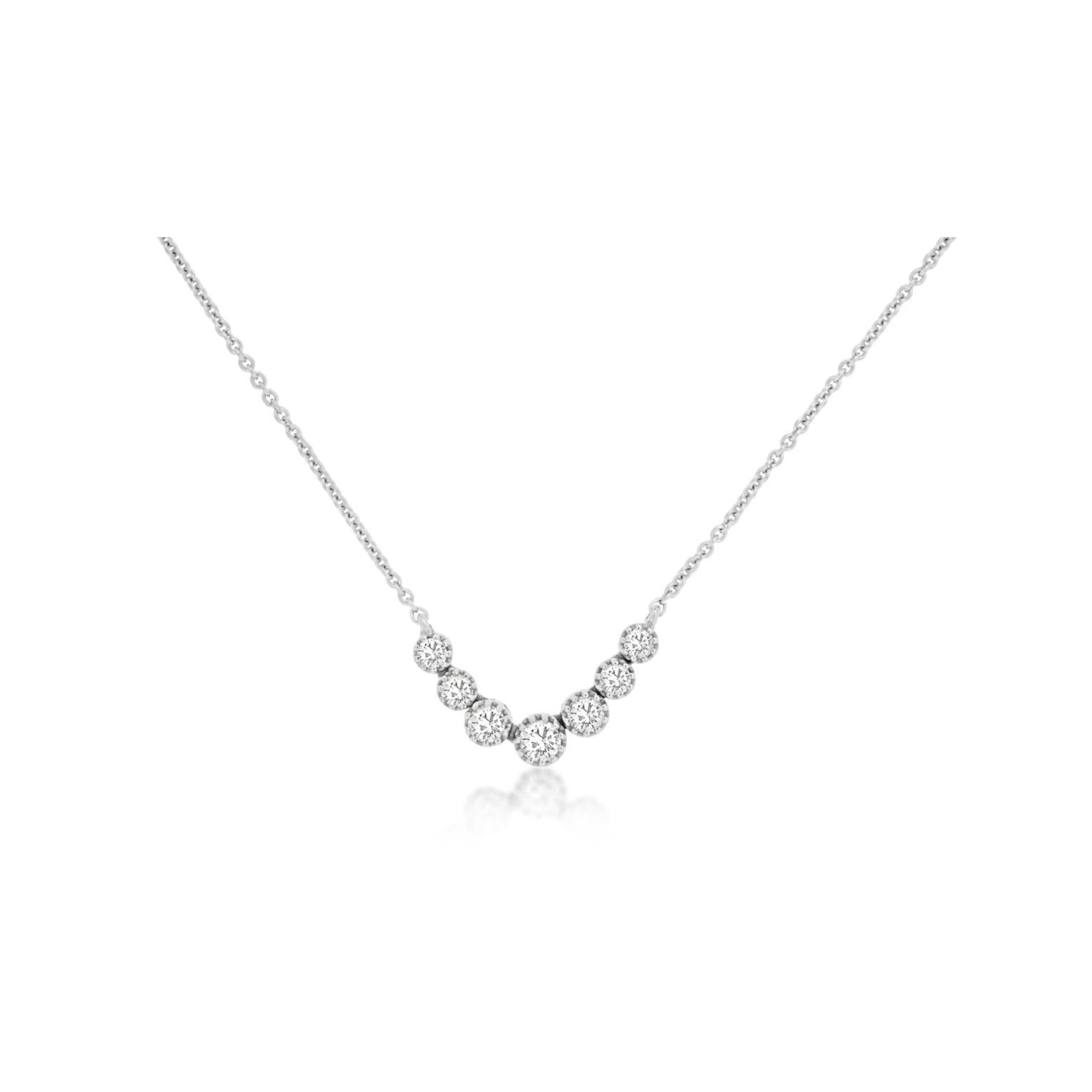 Seven Stone Diamond Curved Bar Necklace