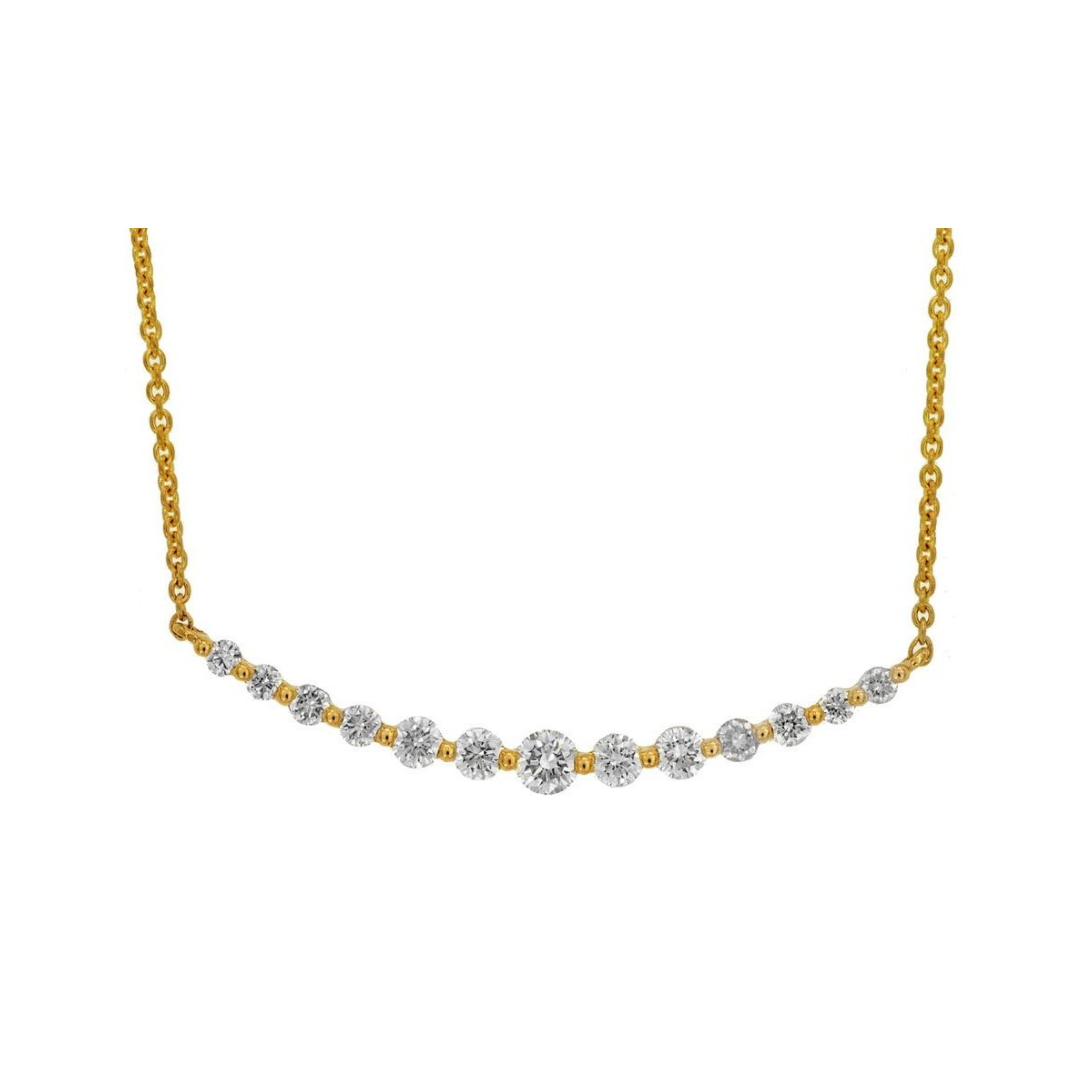 Slim Tapered Diamond Curved Bar Necklace
