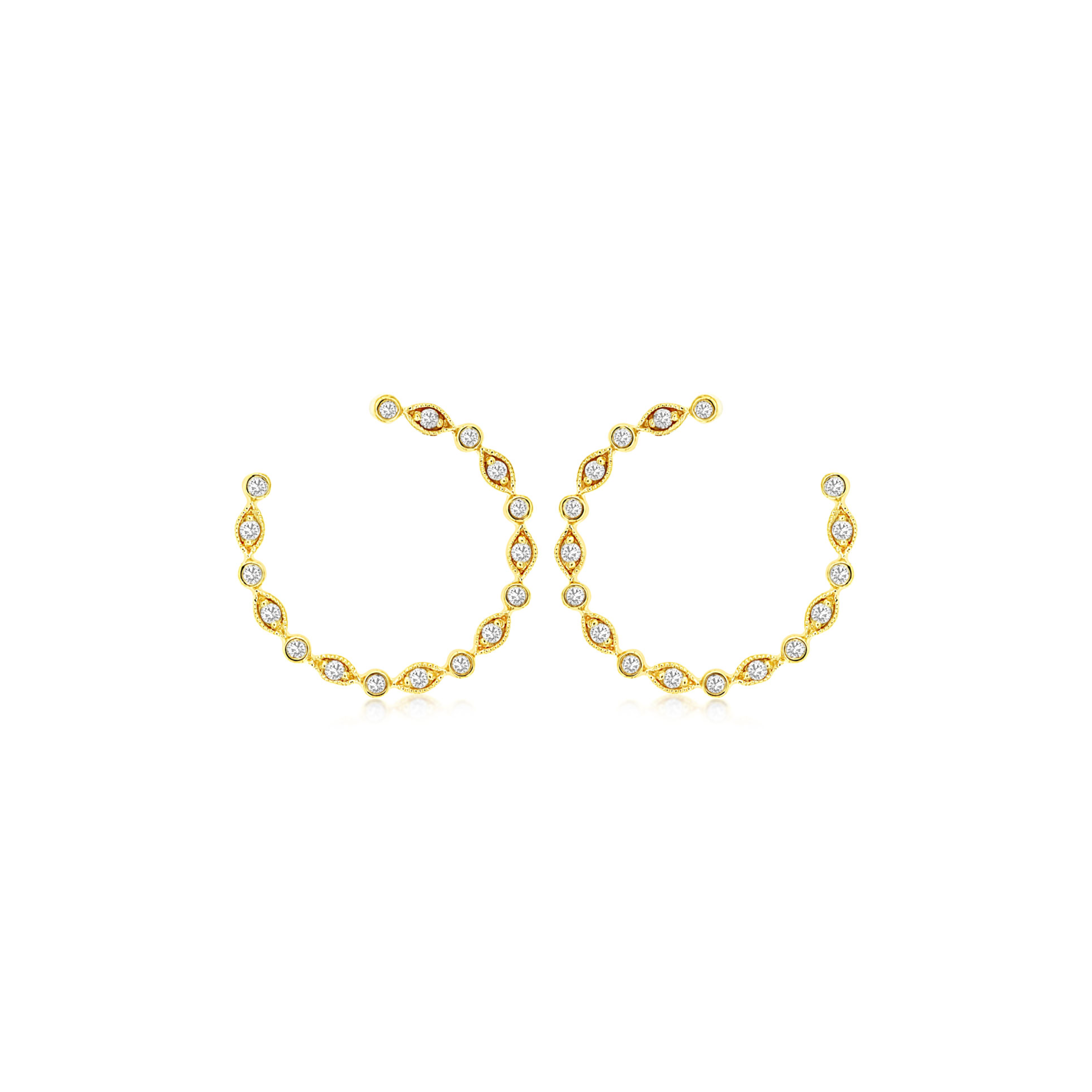 Marquise Milgrain & Bezel Diamond Wrap Earrings
