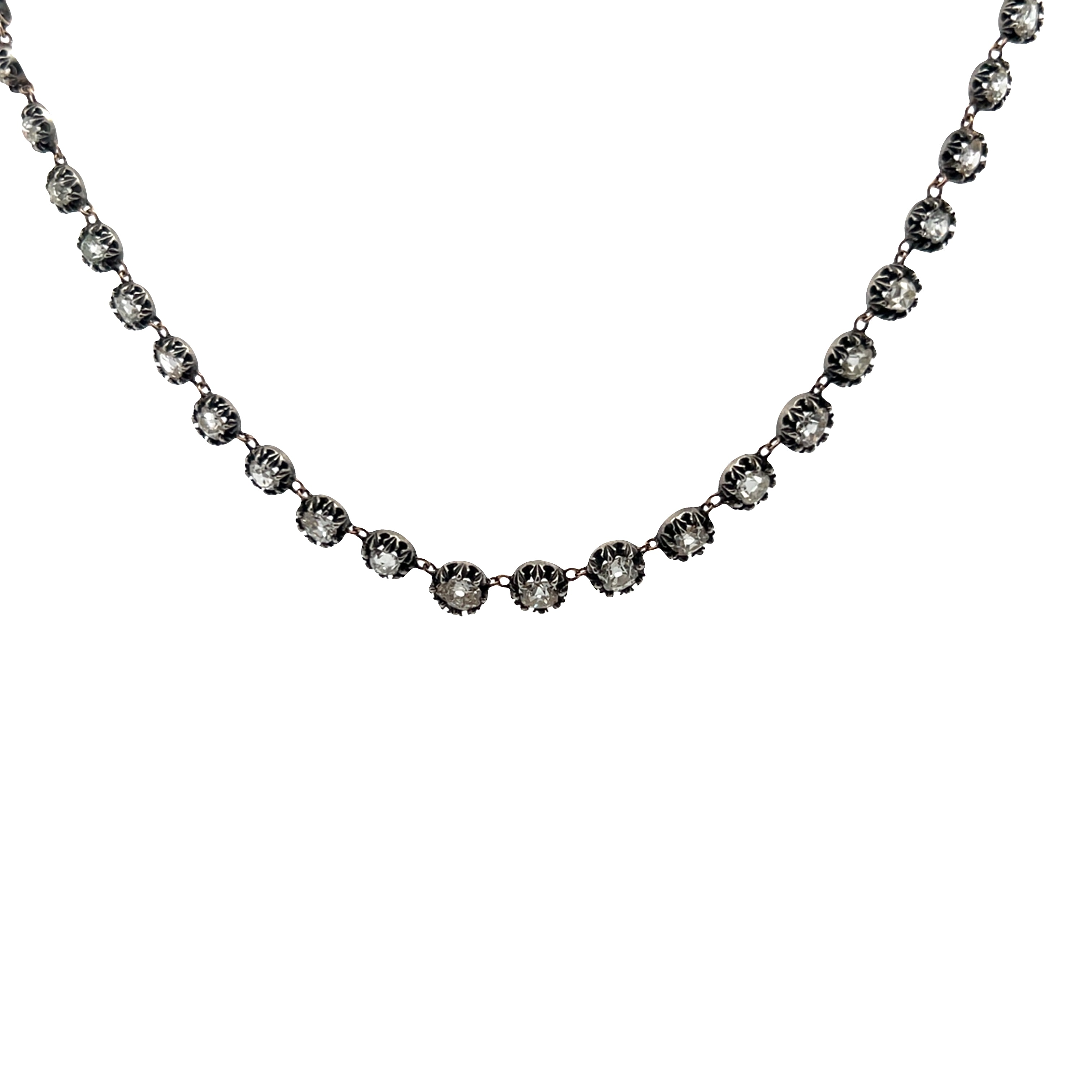 Vintage Collet Set Diamond Rivière Necklace