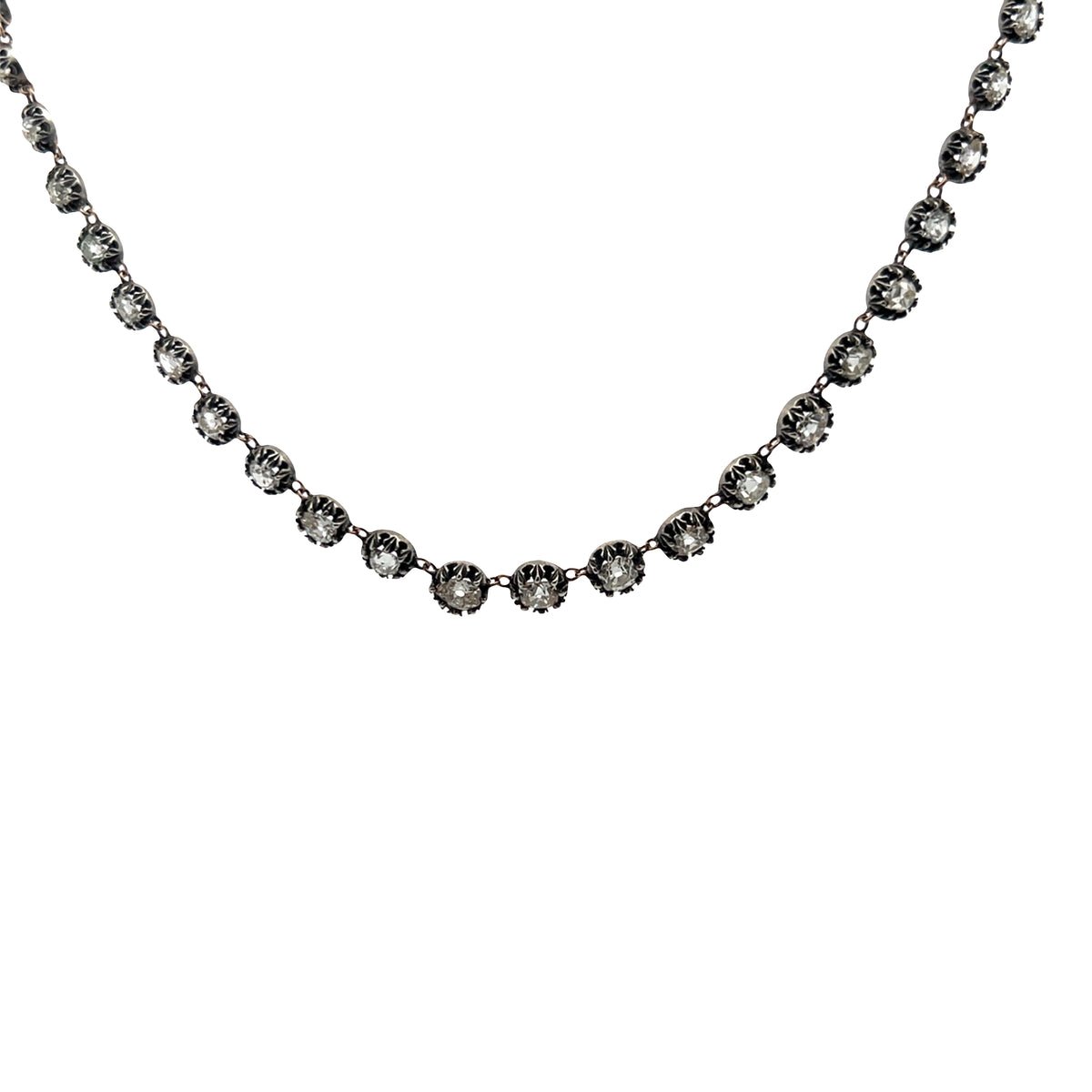 Vintage Collet Set Diamond Riviera Necklace