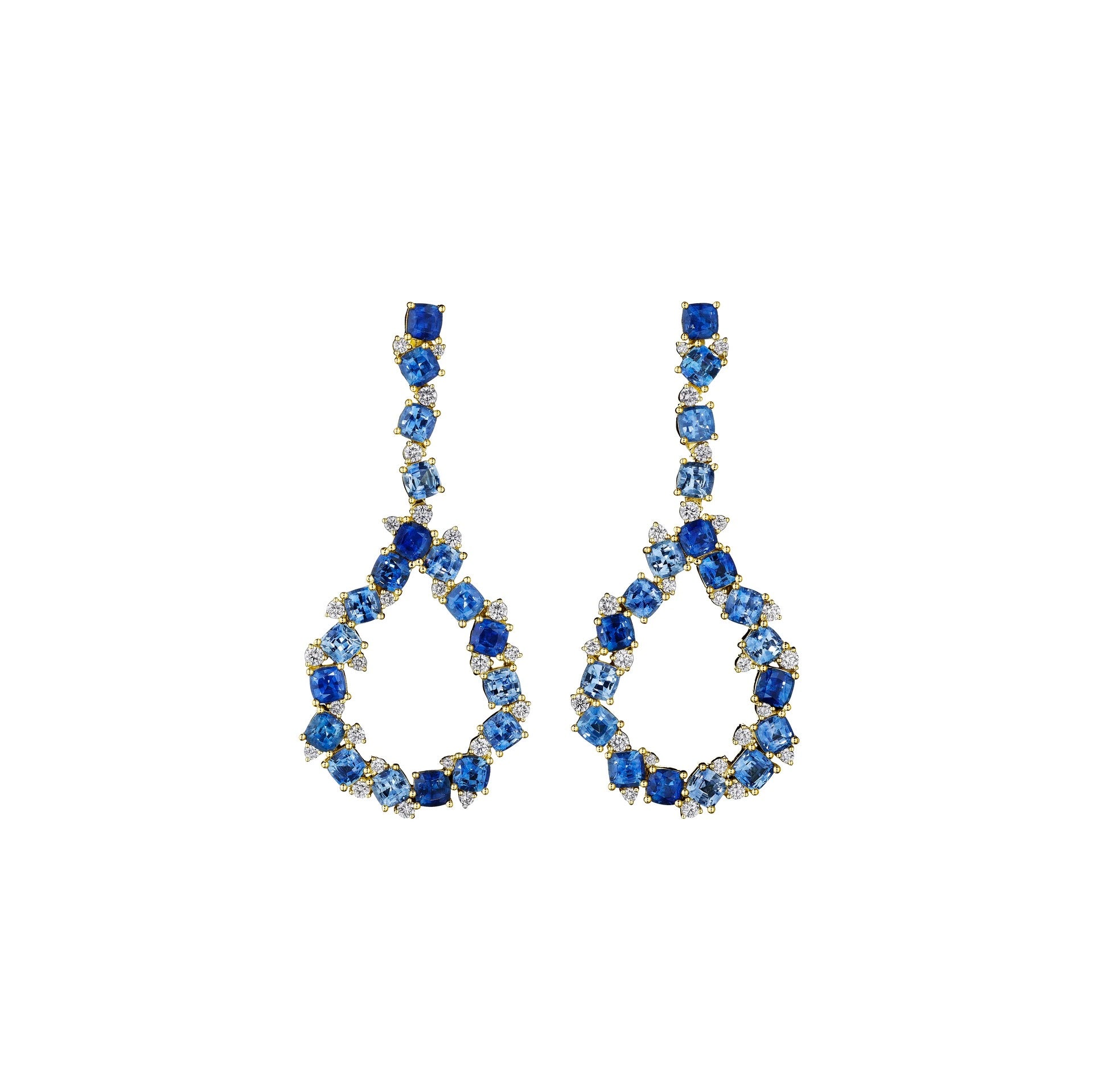 Ombré Sapphire & Diamond Confetti Drop Earrings