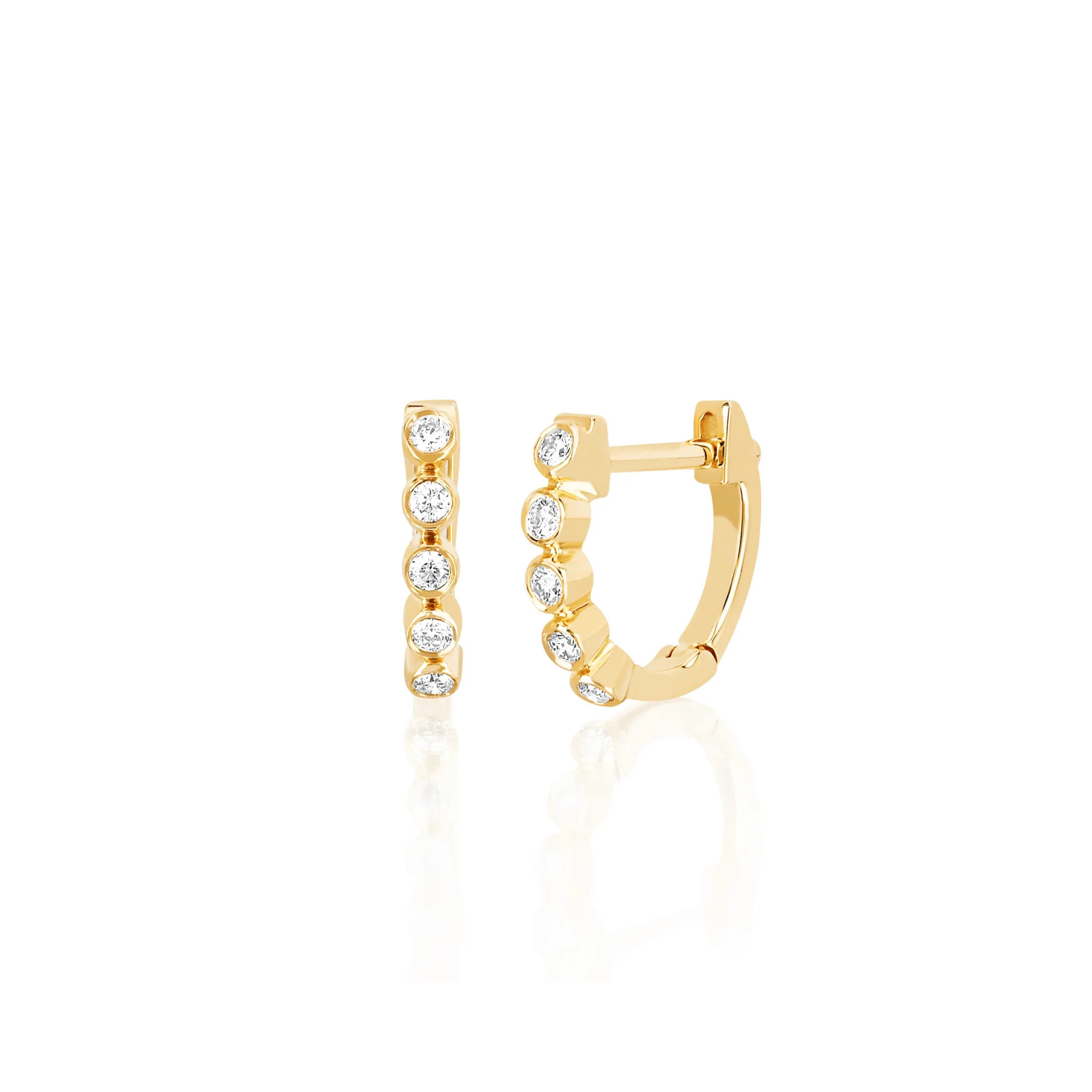Diamond Bezel Mini Huggie Earrings