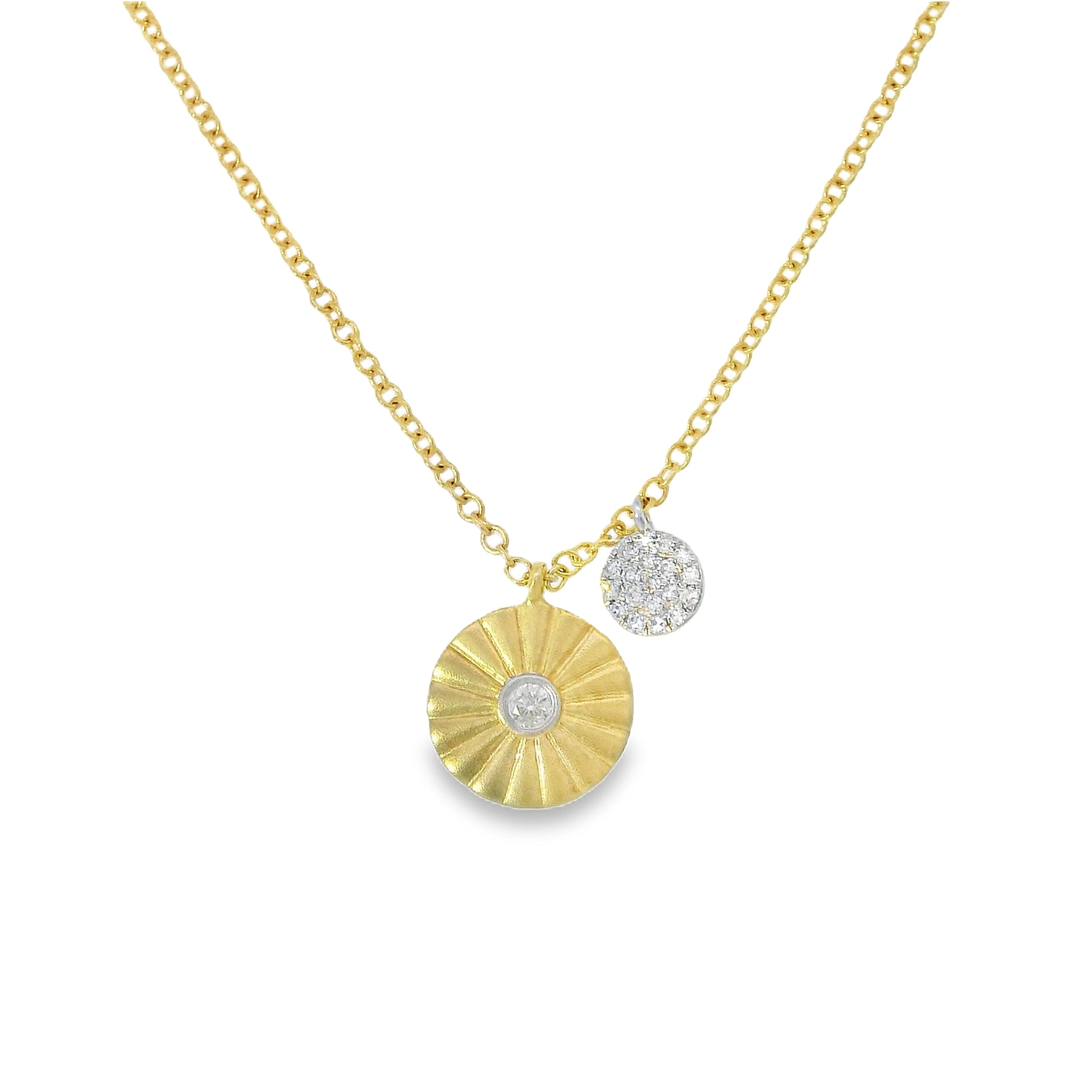 Dangling Disc and Diamond Station Necklace