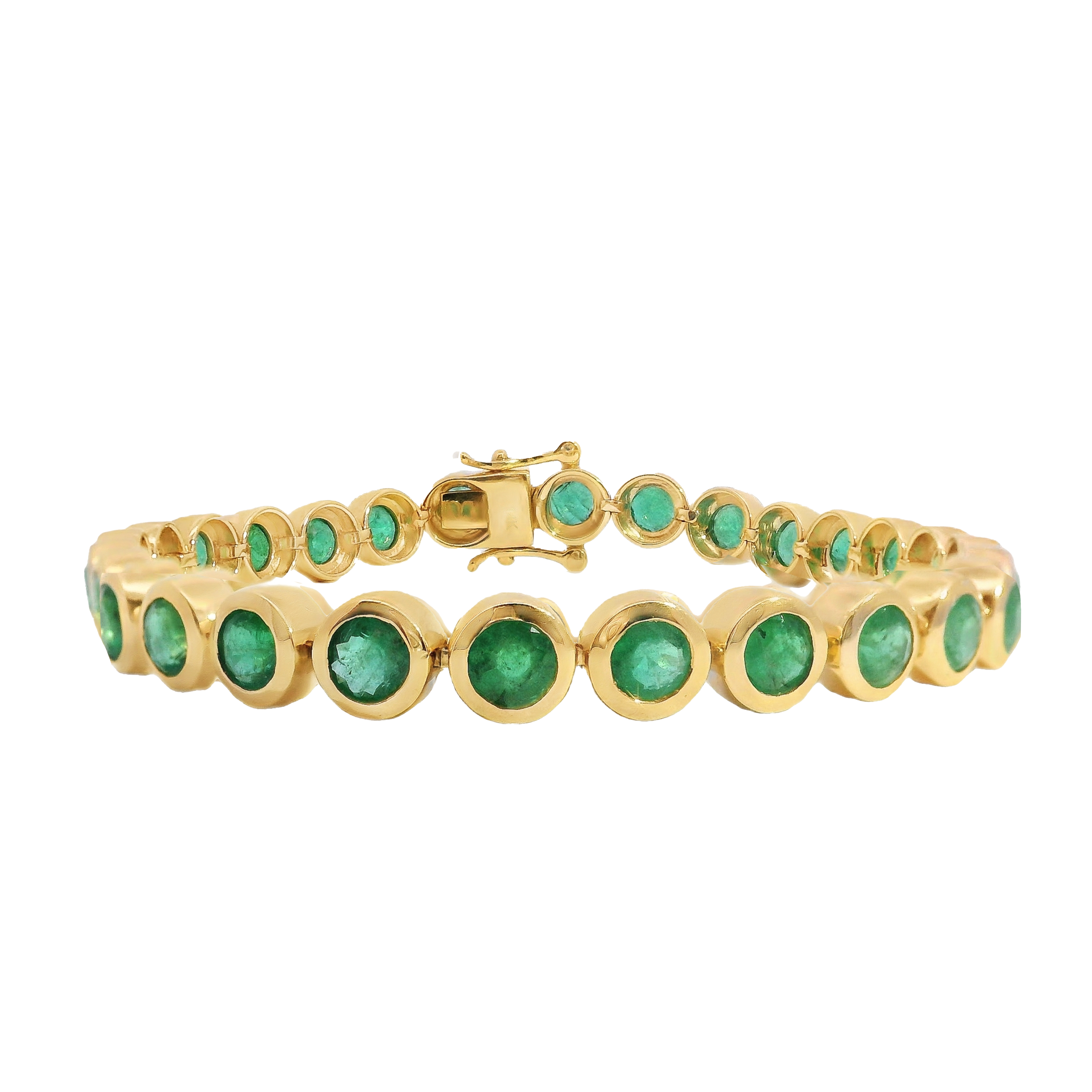 Bezel-Set Round Emerald Line Bracelet