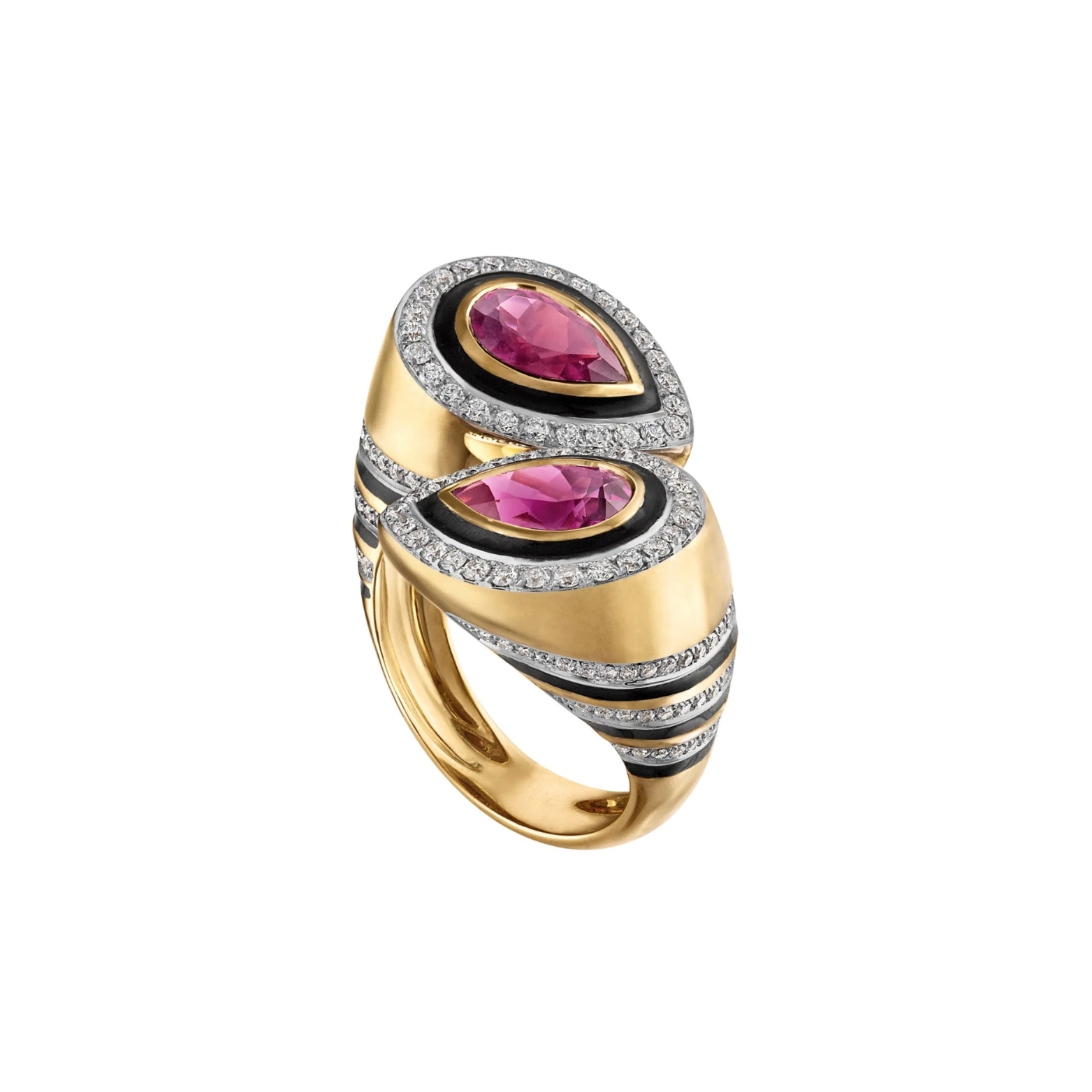 Pink Tourmaline Pear Bypass Ring