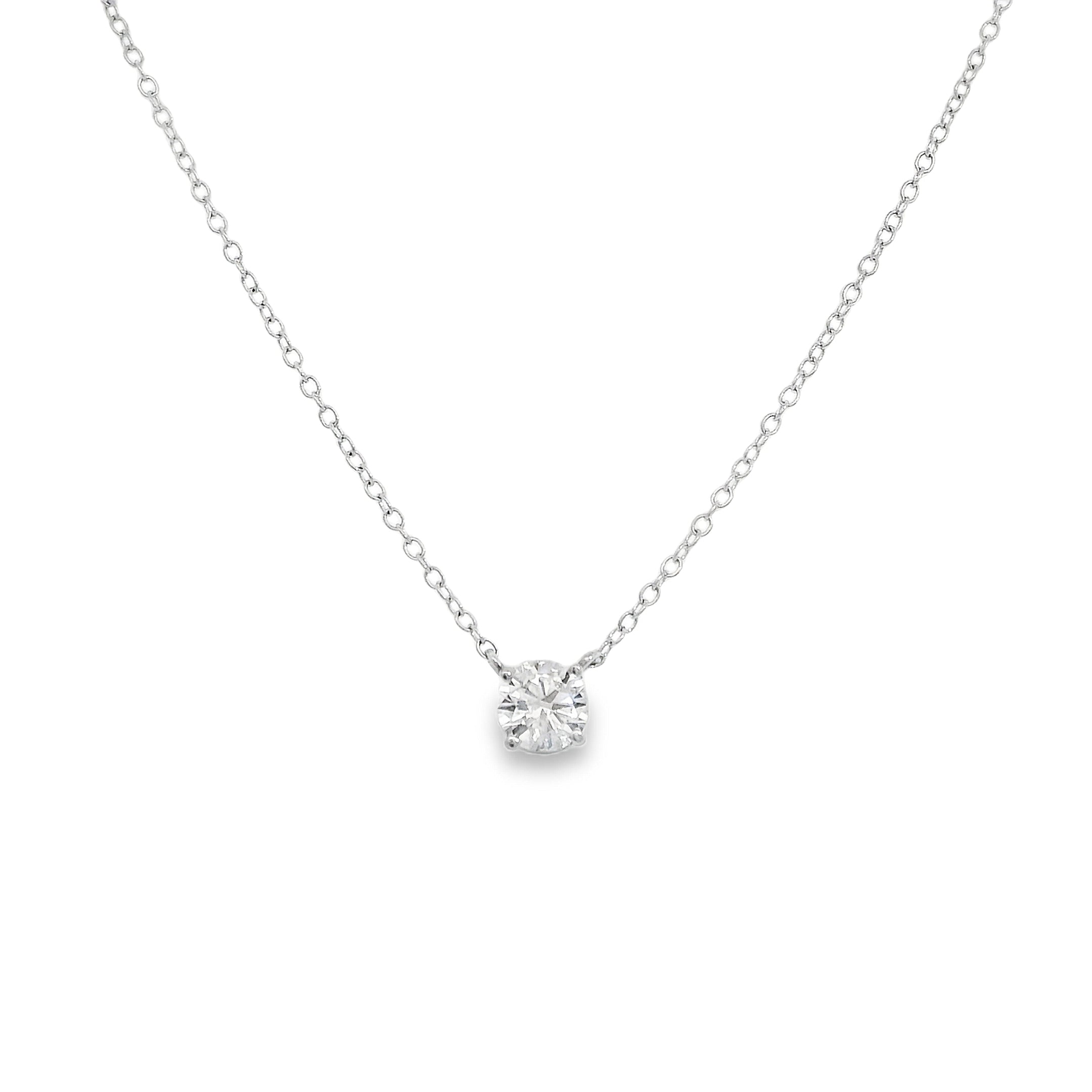 0.71 Carat Round Diamond Solitaire Pendant Necklace