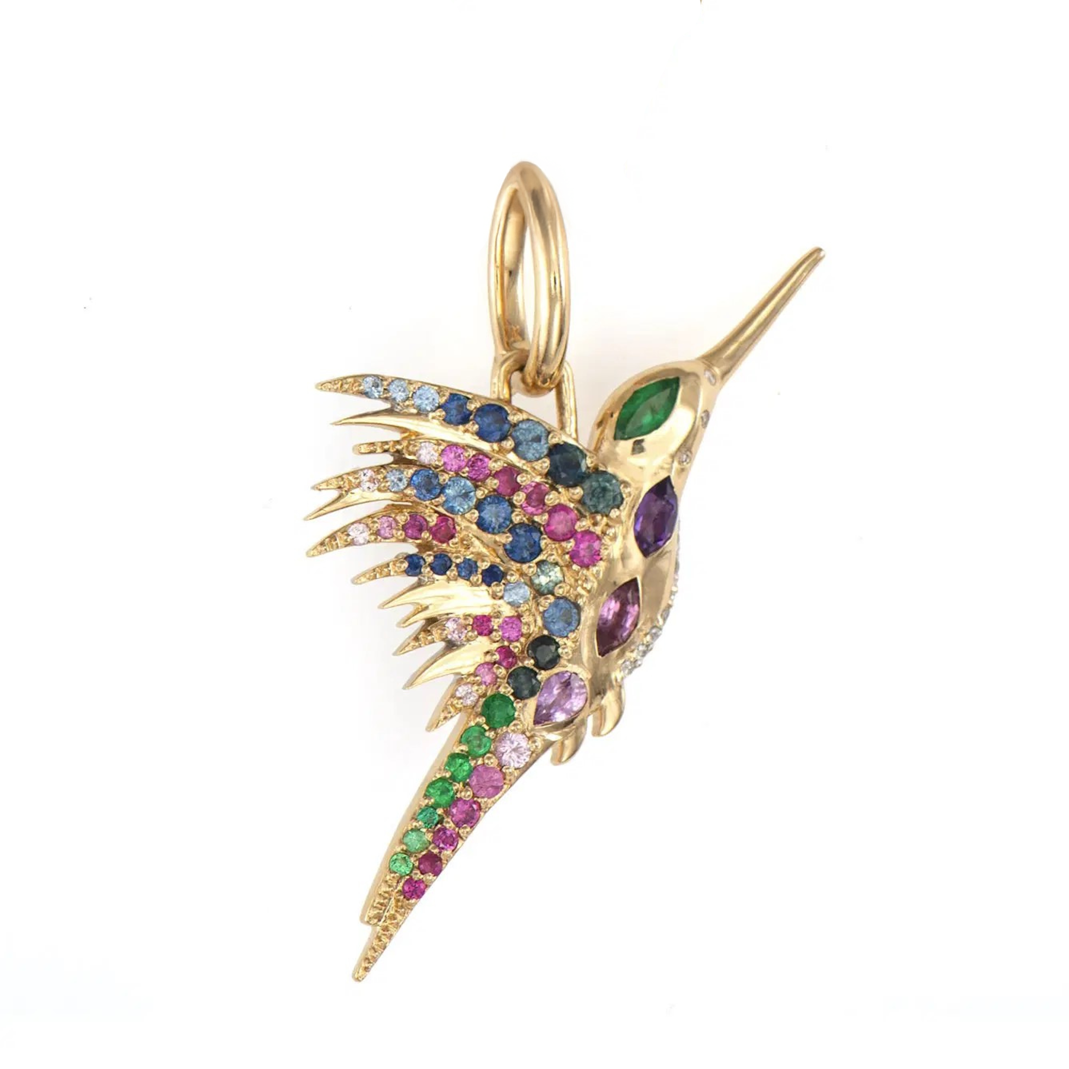 Large Double Sided Rainbow & Diamond Colibri Pendant