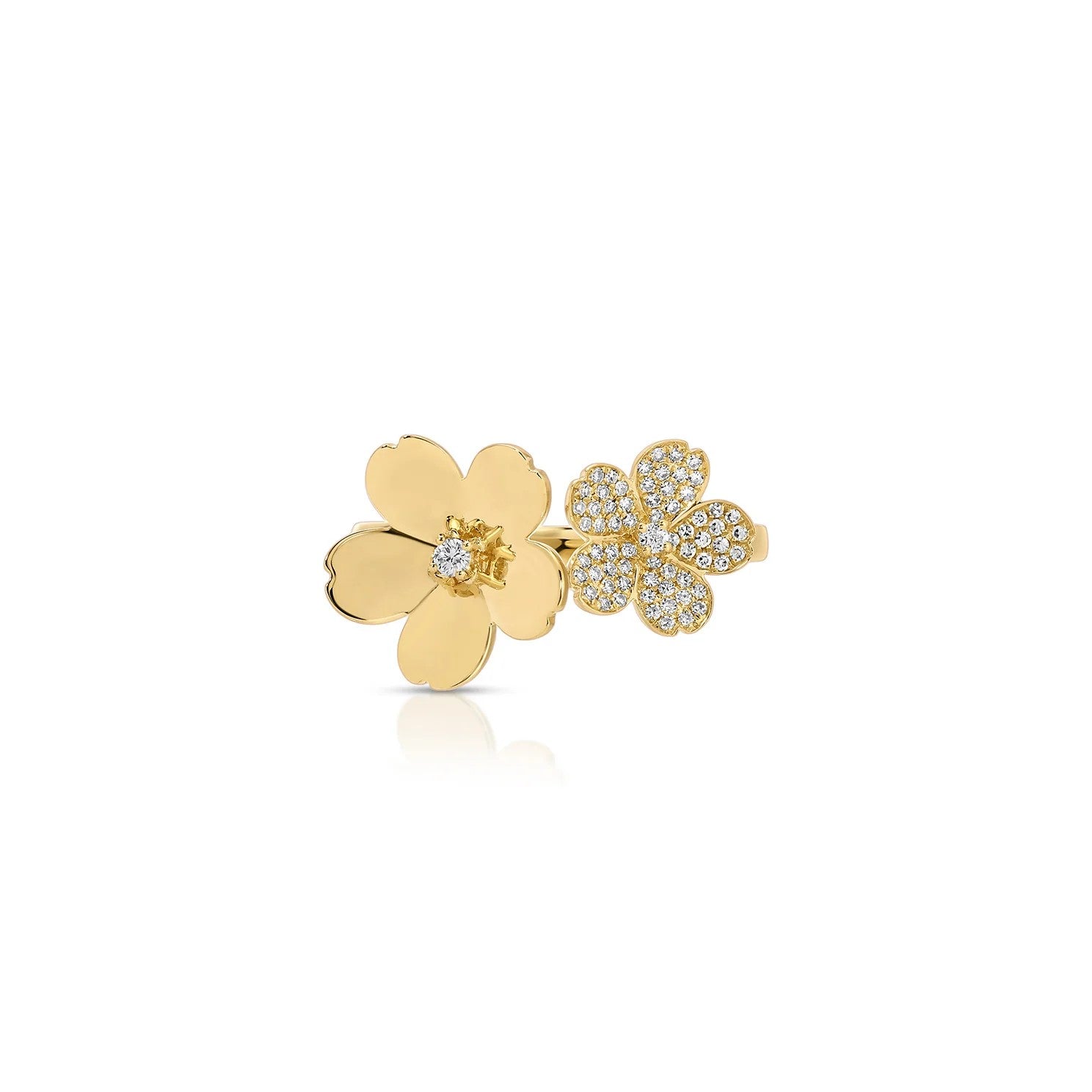Diamond and Gold Double Cherry Blossom Ring