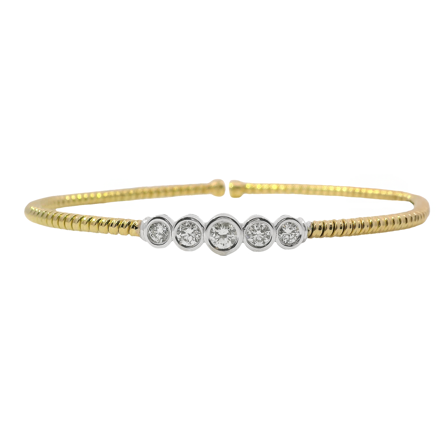 Coil Bangle with Five Diamonds