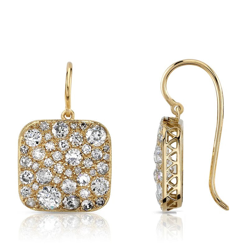 Diamond Cobblestone Dangle Earrings