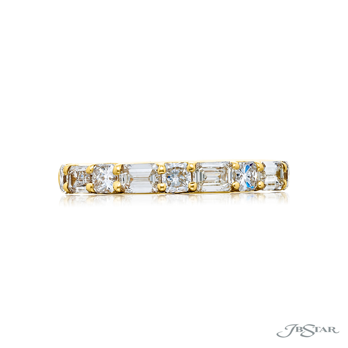 Alternating East-West Emerald Cut and Radiant Diamond Half-Band