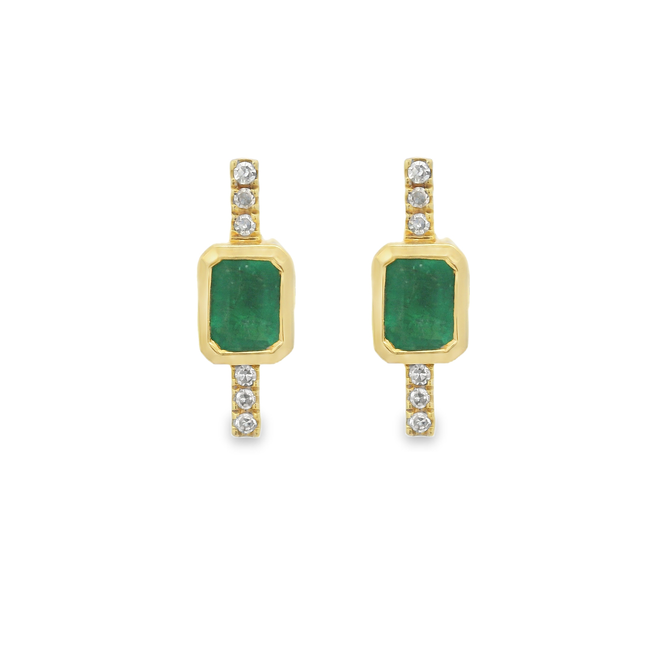 Emerald and Diamond Bar Earrings