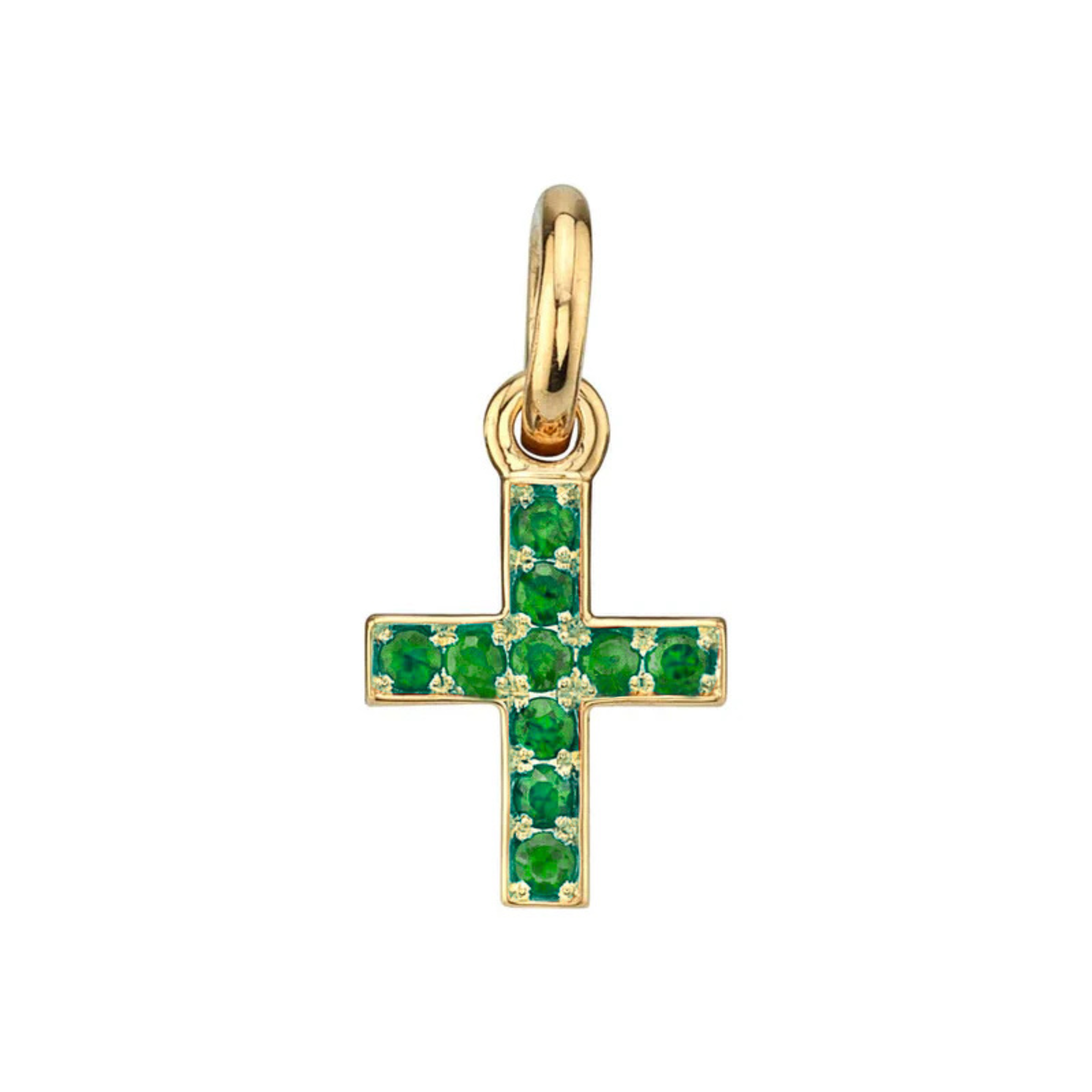 Mini Pavé Carmela Cross Pendant with Emerald