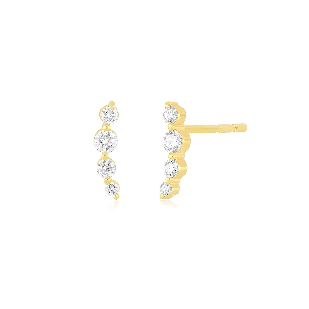 Prong Set Diamond Arc Stud Earring