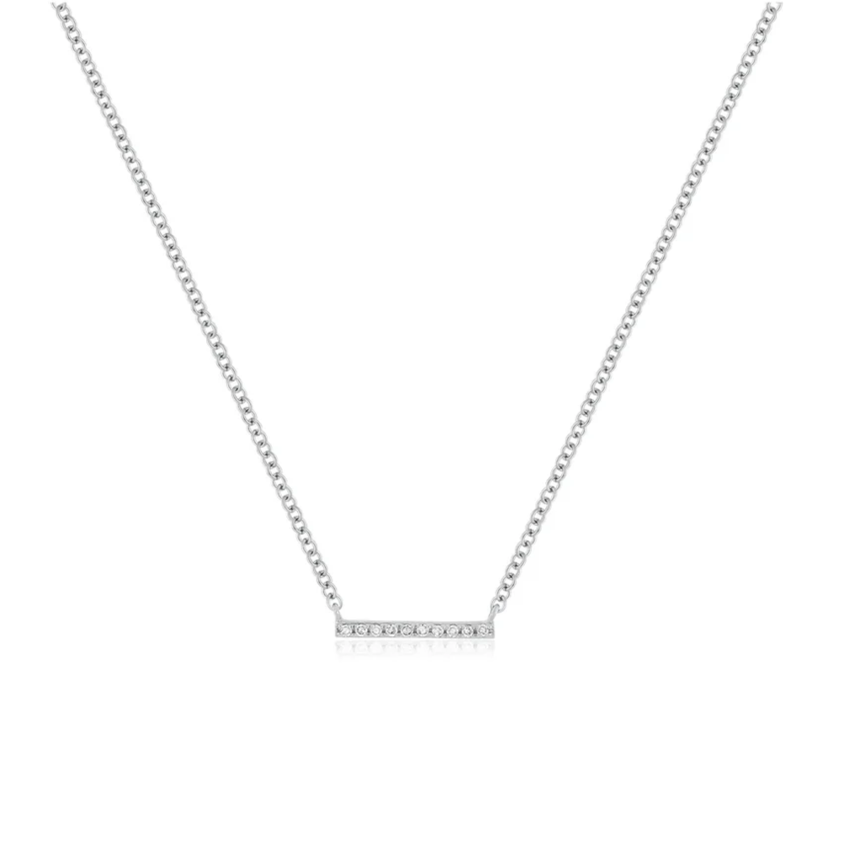 White Gold Diamond Mini Bar Necklace