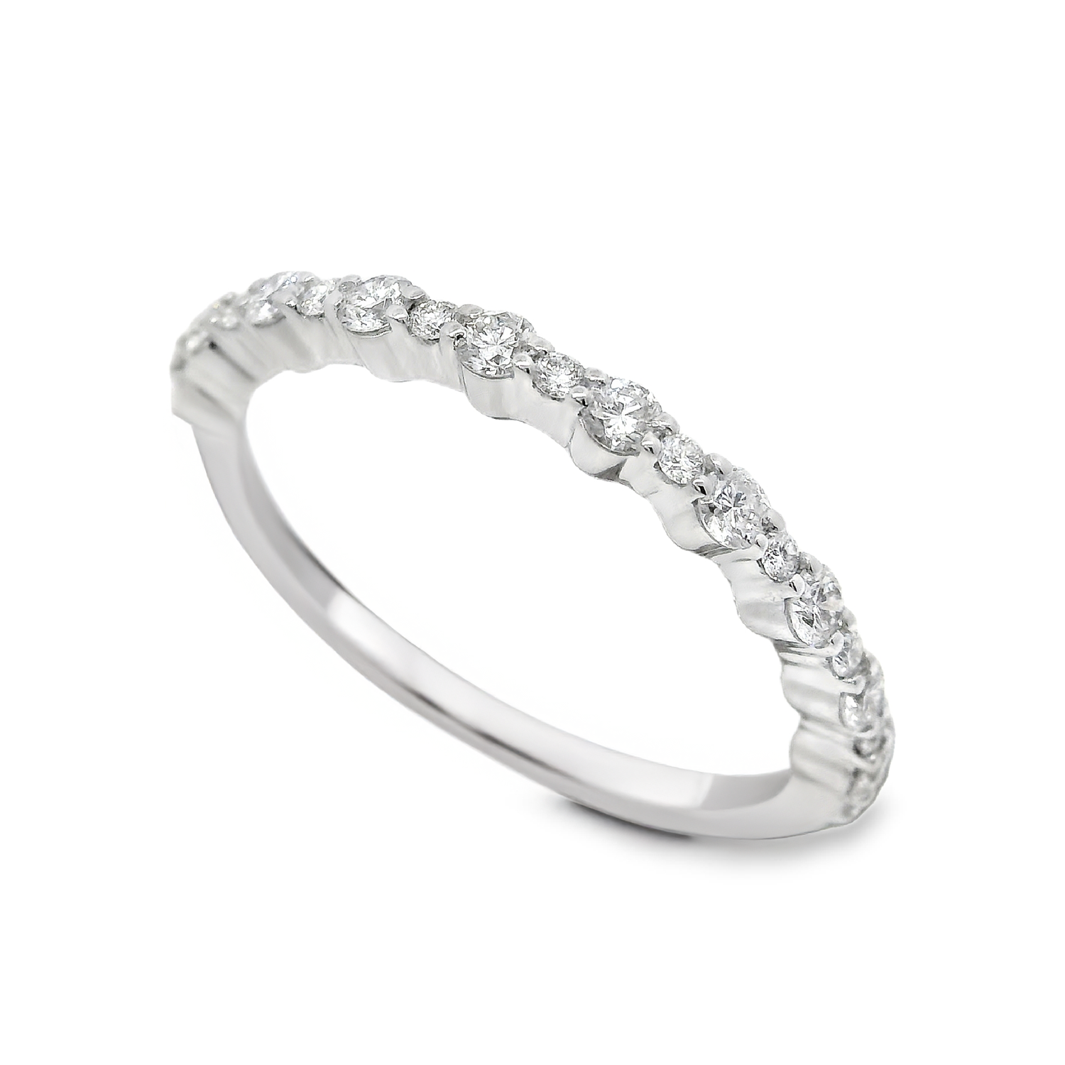 Alternating Round Diamond Wedding Band