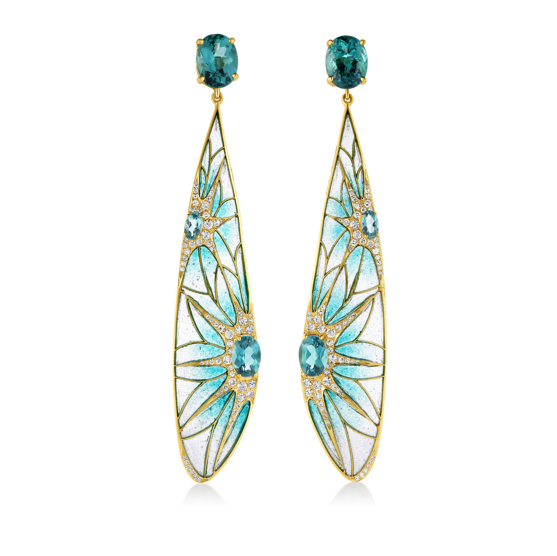 Plique-à-Jour Drop Wing Earrings