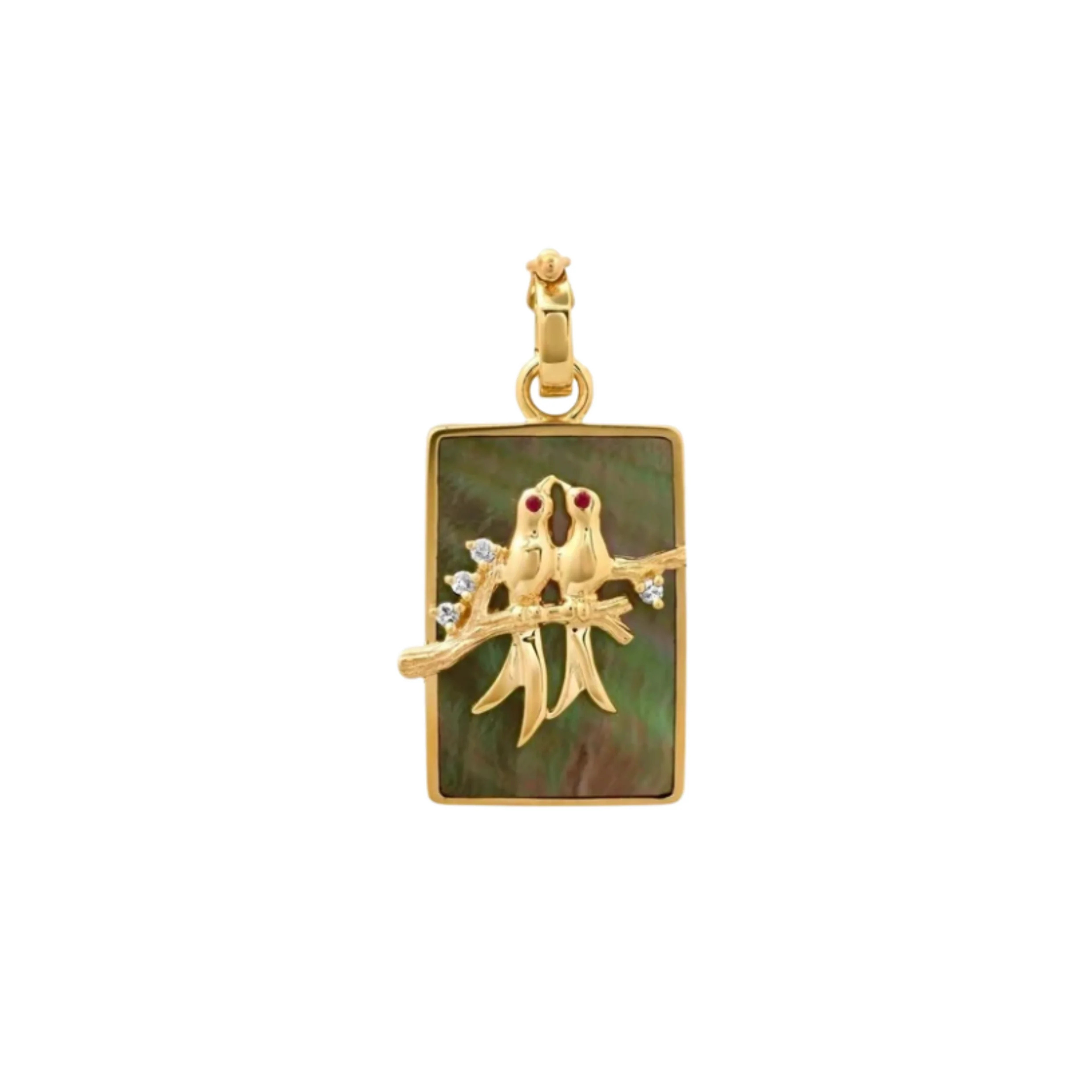 Small Black Mother of Pearl Lovebirds Pendant